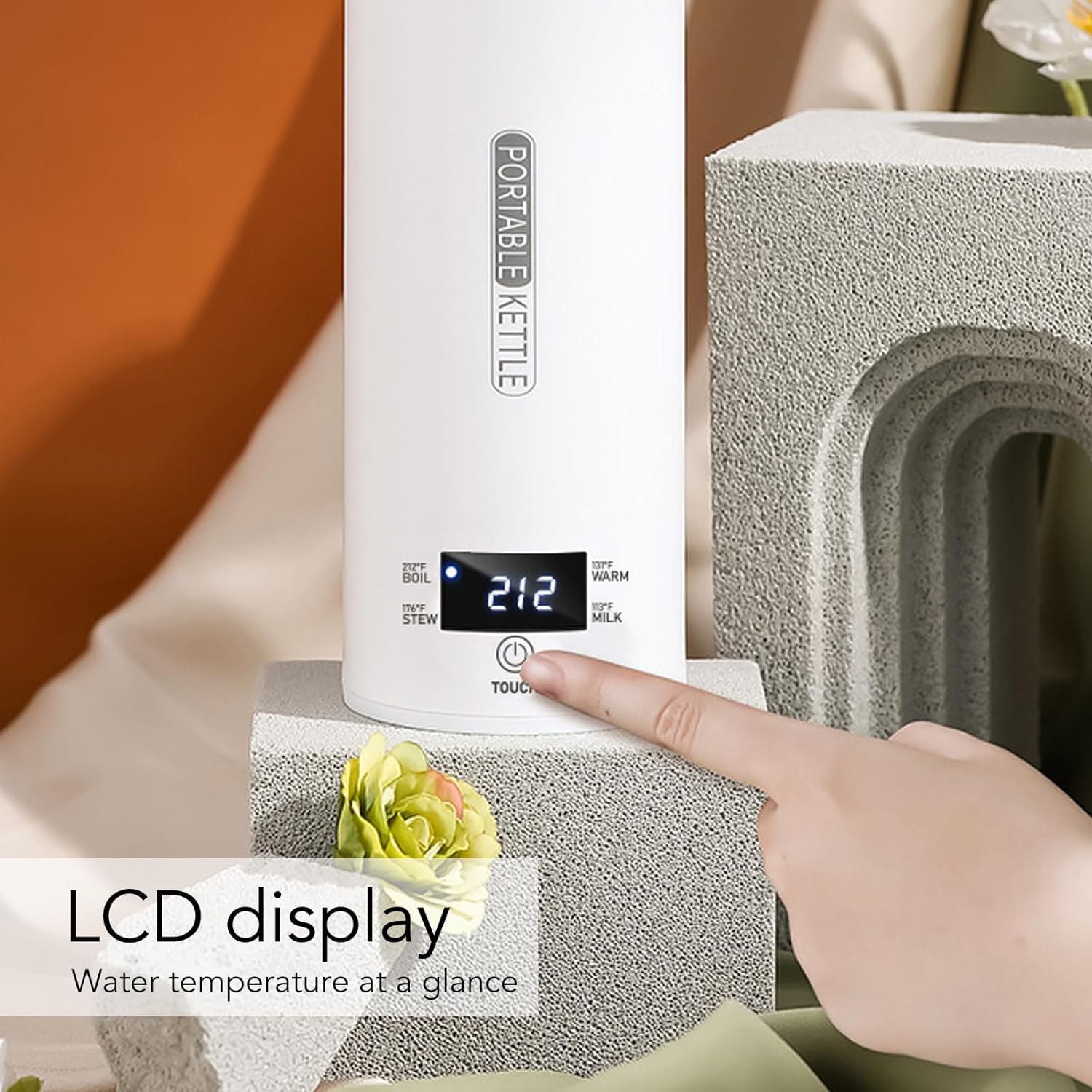 500ml Travel Kettle - 5-7 minute fast boil, LCD display, auto shutoff, leak proof, 304 stainless steel, cleaning kit included, LCD sealed version