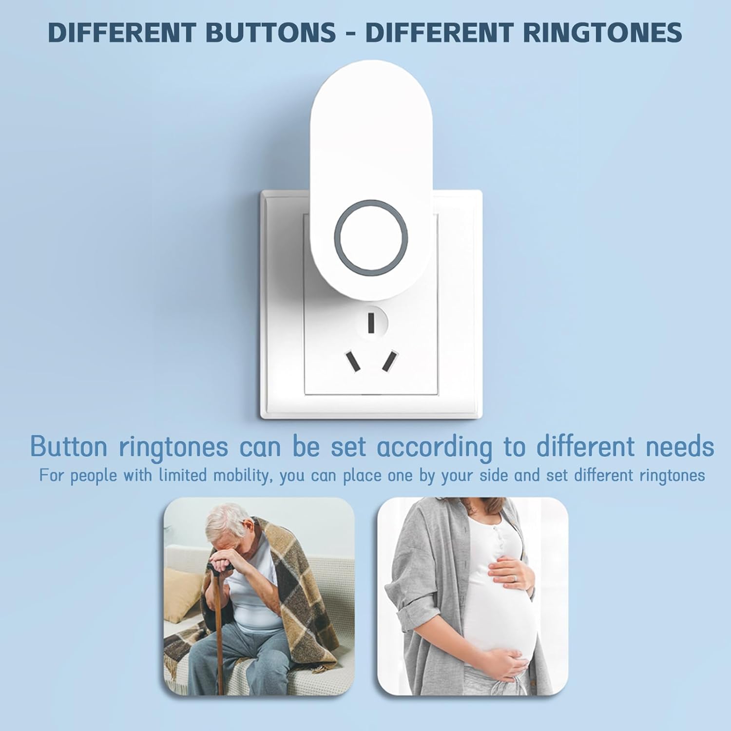 Long distance through wall smart electronic wireless doorbell home loud volume, easy to install - white