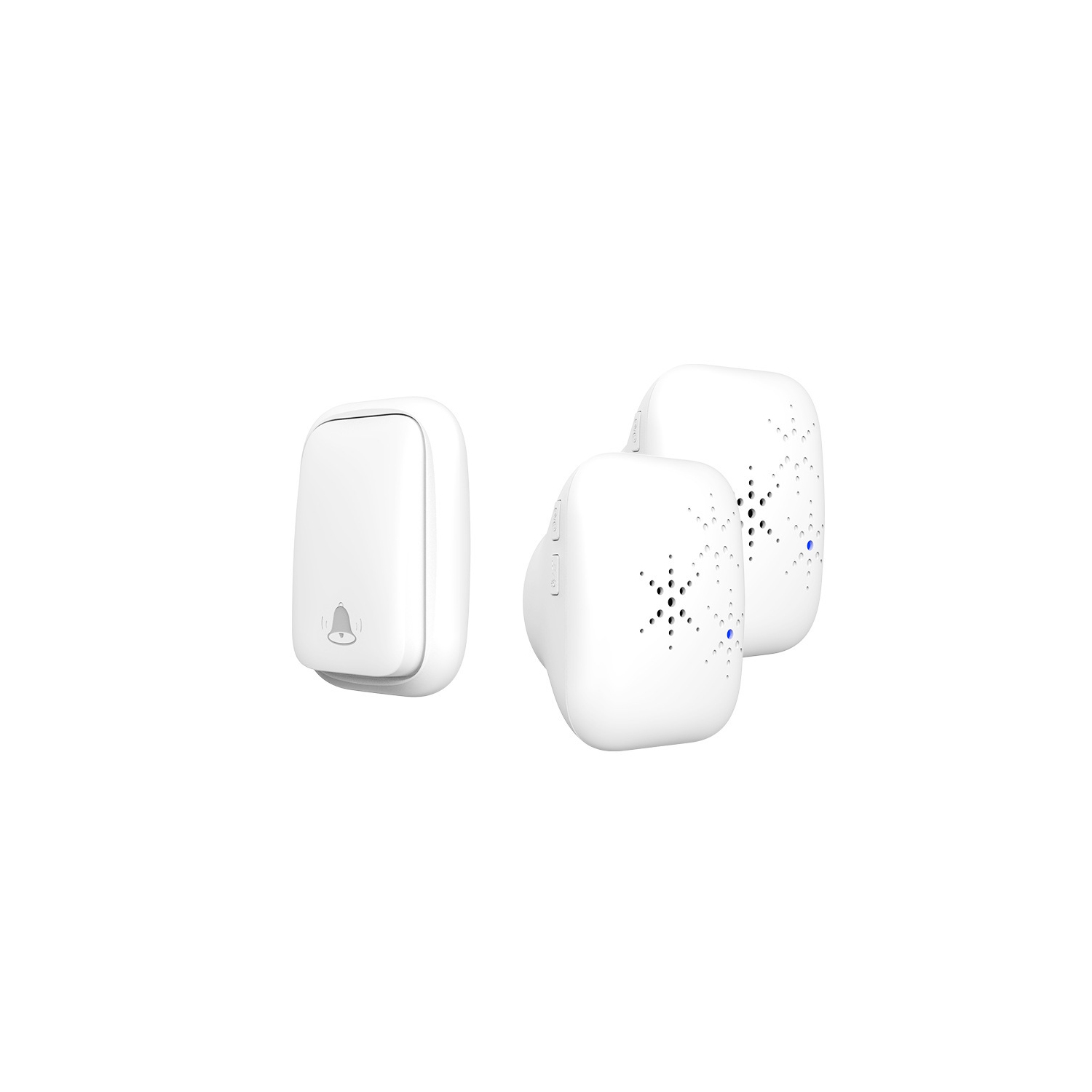 Self-powered wireless doorbell for home use, no batteries required, waterproof, suitable for home classrooms and businesses - White