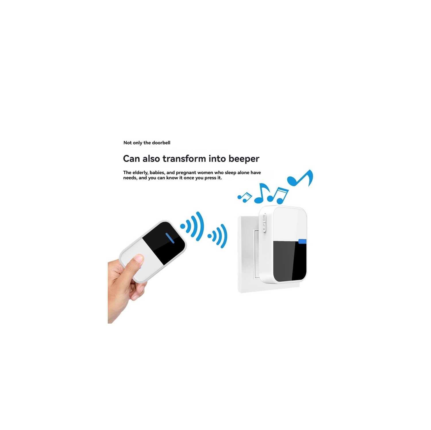 Doorbell wireless home ultra-long distance electronic remote control digital dingdong doorbell children and the elderly wireless pager - white