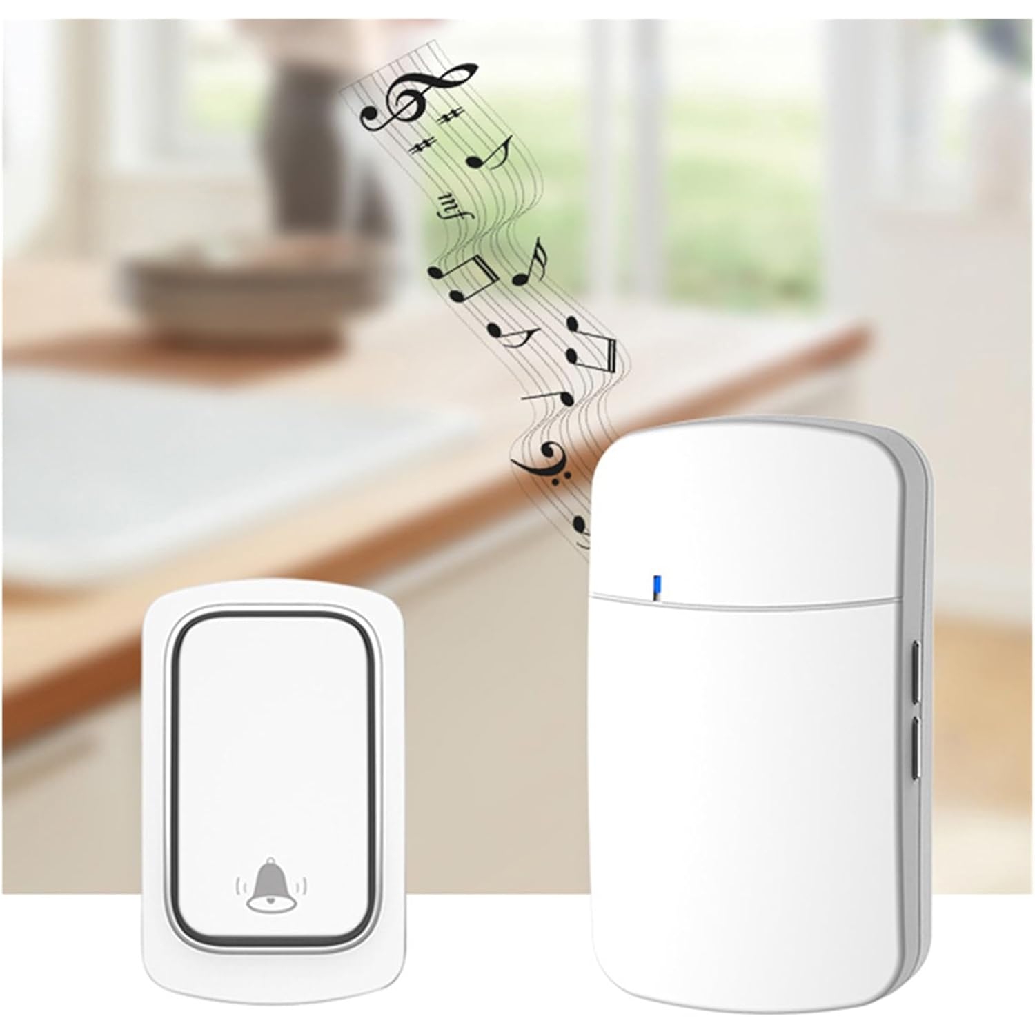 Wireless doorbell 433 intelligent self-generating wireless doorbell household waterproof long-distance elderly pager - white