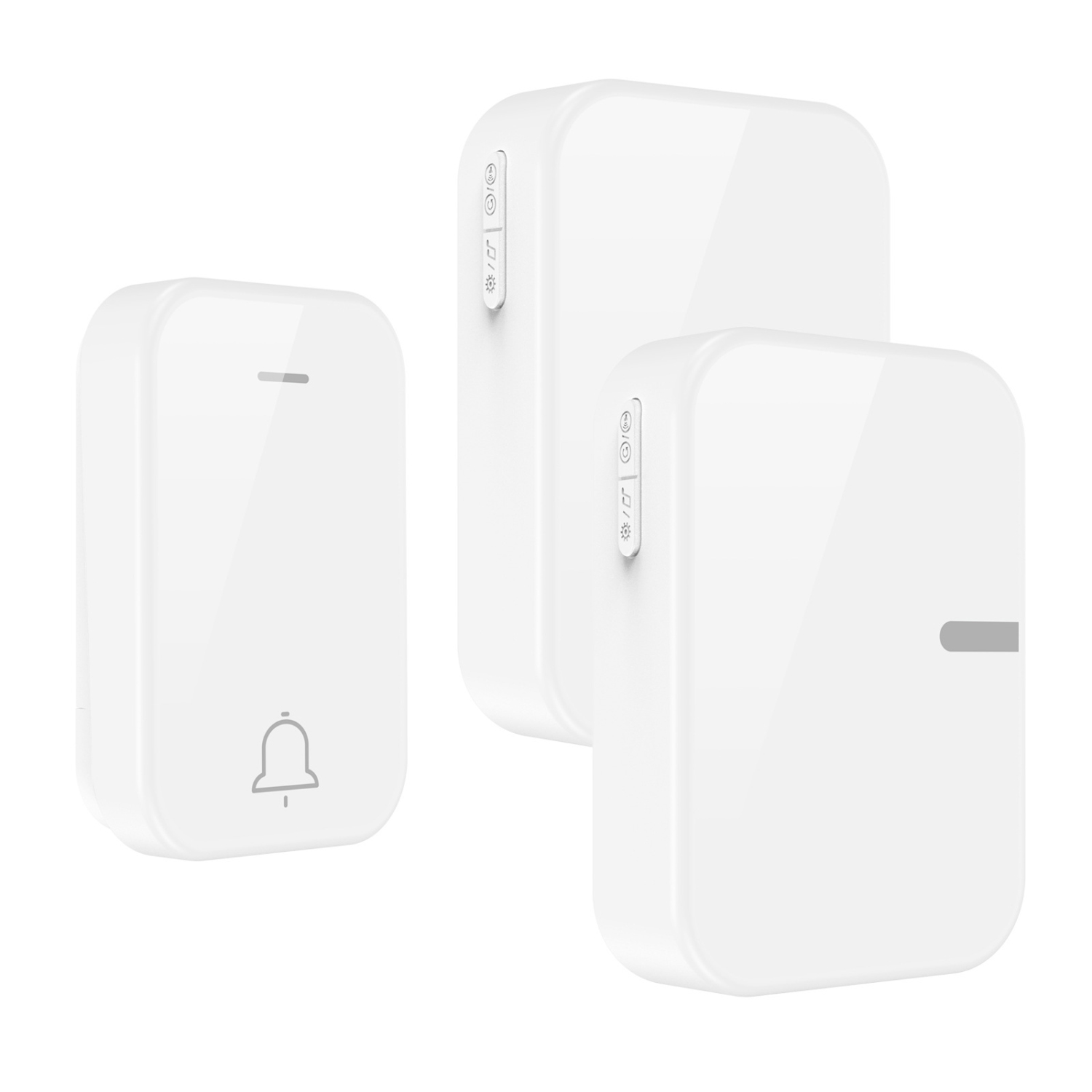 Long distance loud volume Ding Dong waterproof battery-free home wireless 433 self-generating doorbell - white one to two