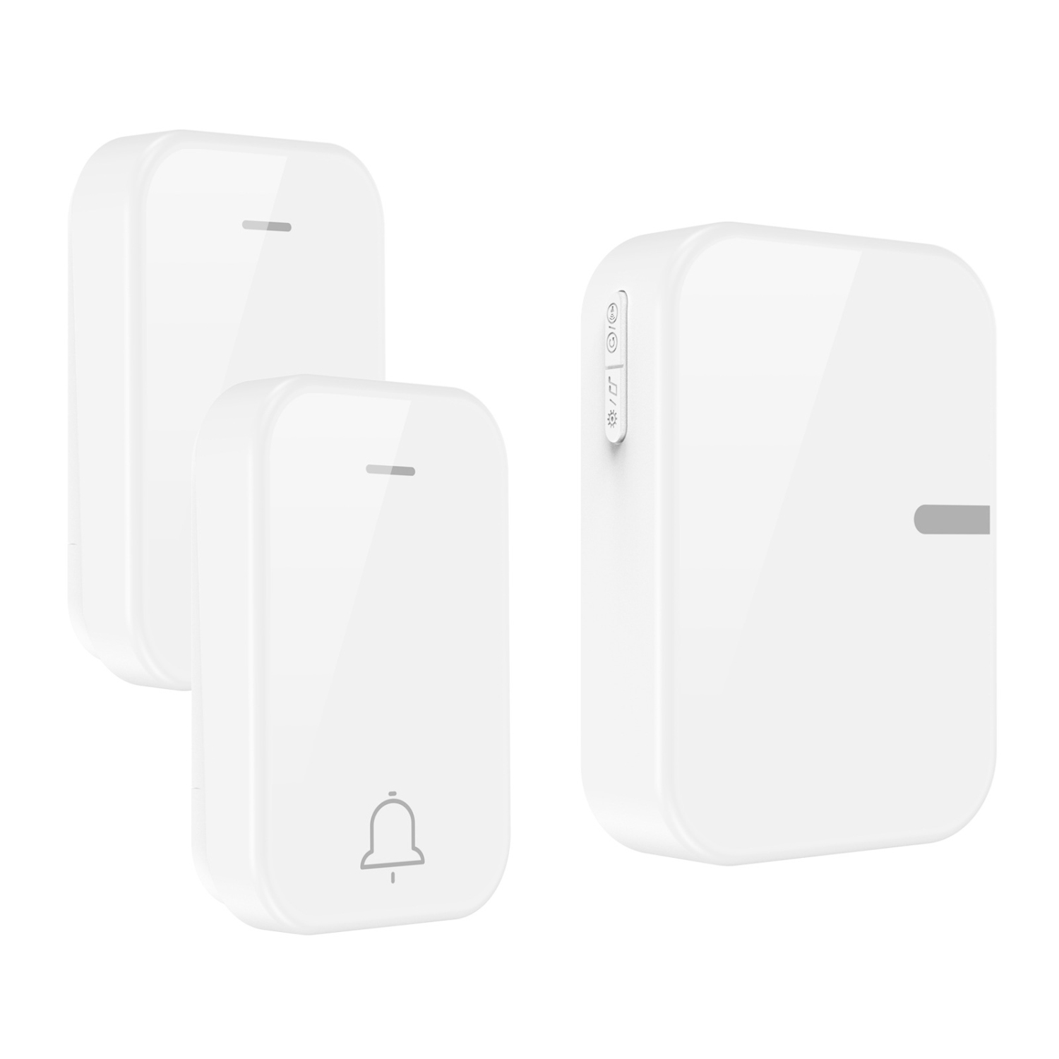 Long distance loud volume Ding Dong waterproof battery-free home wireless 433 self-generating doorbell - white two-to-one