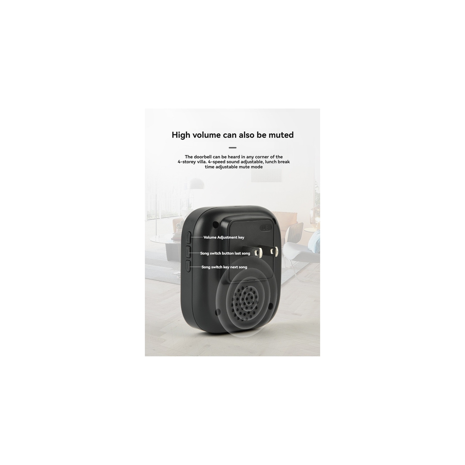 Self-generating wireless doorbell household punch-free long-distance music doorbell wireless 433 elderly pager - white