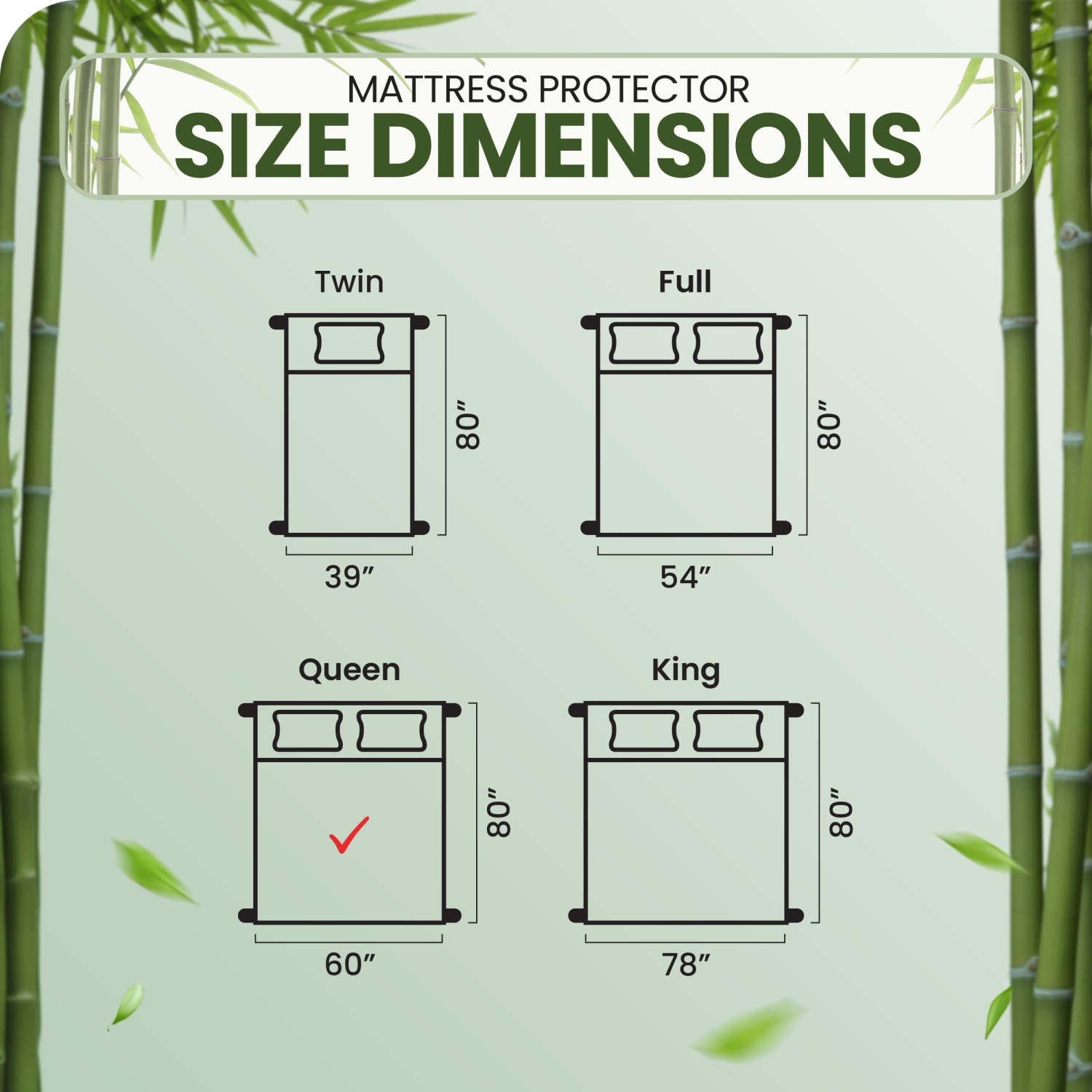 Canadian Linen Bamboo Mattress Protector Floral Design 60"x80"x14" Soft Smooth Cooling Breathable Noiseless Washable Nonslip Deep Pocket Fitted, Queen