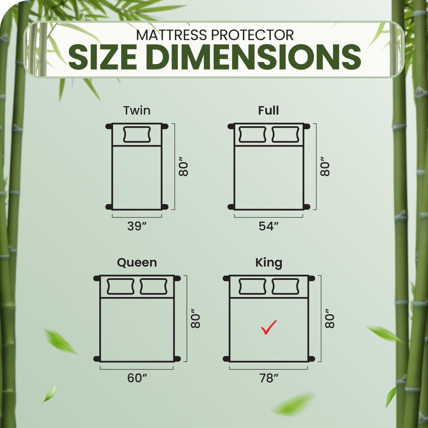 Canadian Linen Bamboo Mattress Protector Floral Design 78"x80"x14" Soft Smooth Cooling Breathable Noiseless Washable Non Slip Deep Pocket Fitted, King