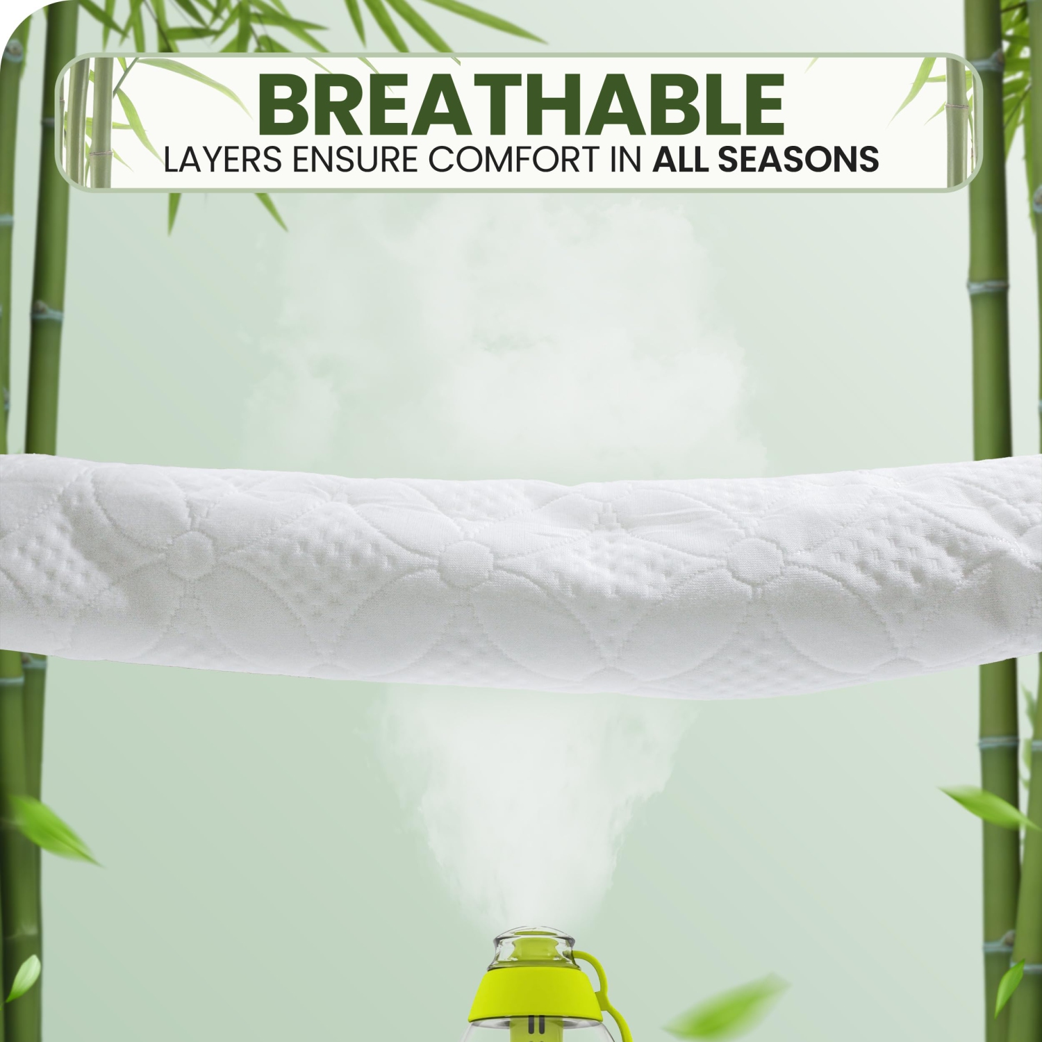 Canadian Linen Bamboo Mattress Protector Floral Design 54"x80"x14" Soft Smooth Cooling Breathable Noiseless Washable Non Slip Deep Pocket Fitted, Full