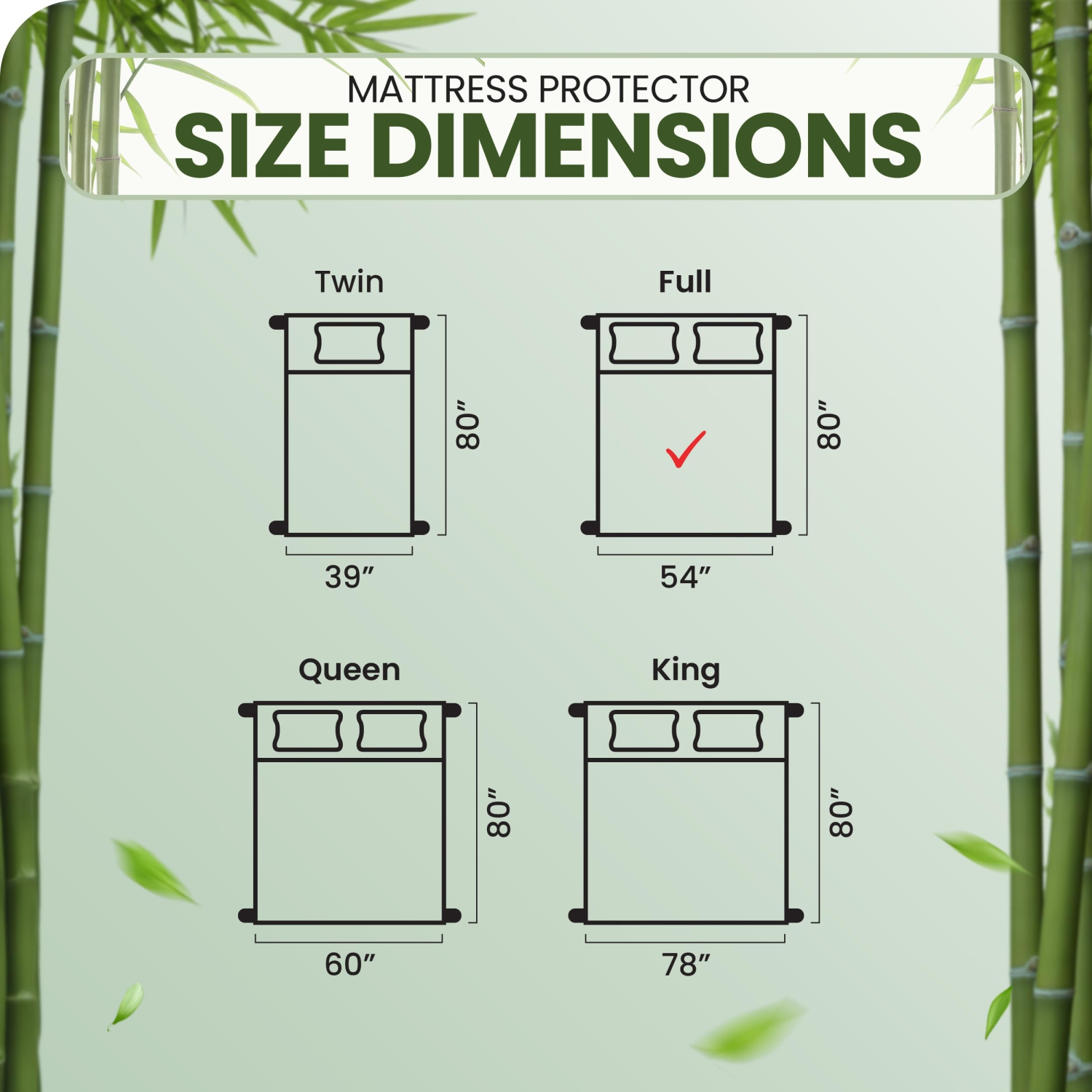 Canadian Linen Bamboo Mattress Protector Floral Design 54"x80"x14" Soft Smooth Cooling Breathable Noiseless Washable Non Slip Deep Pocket Fitted, Full