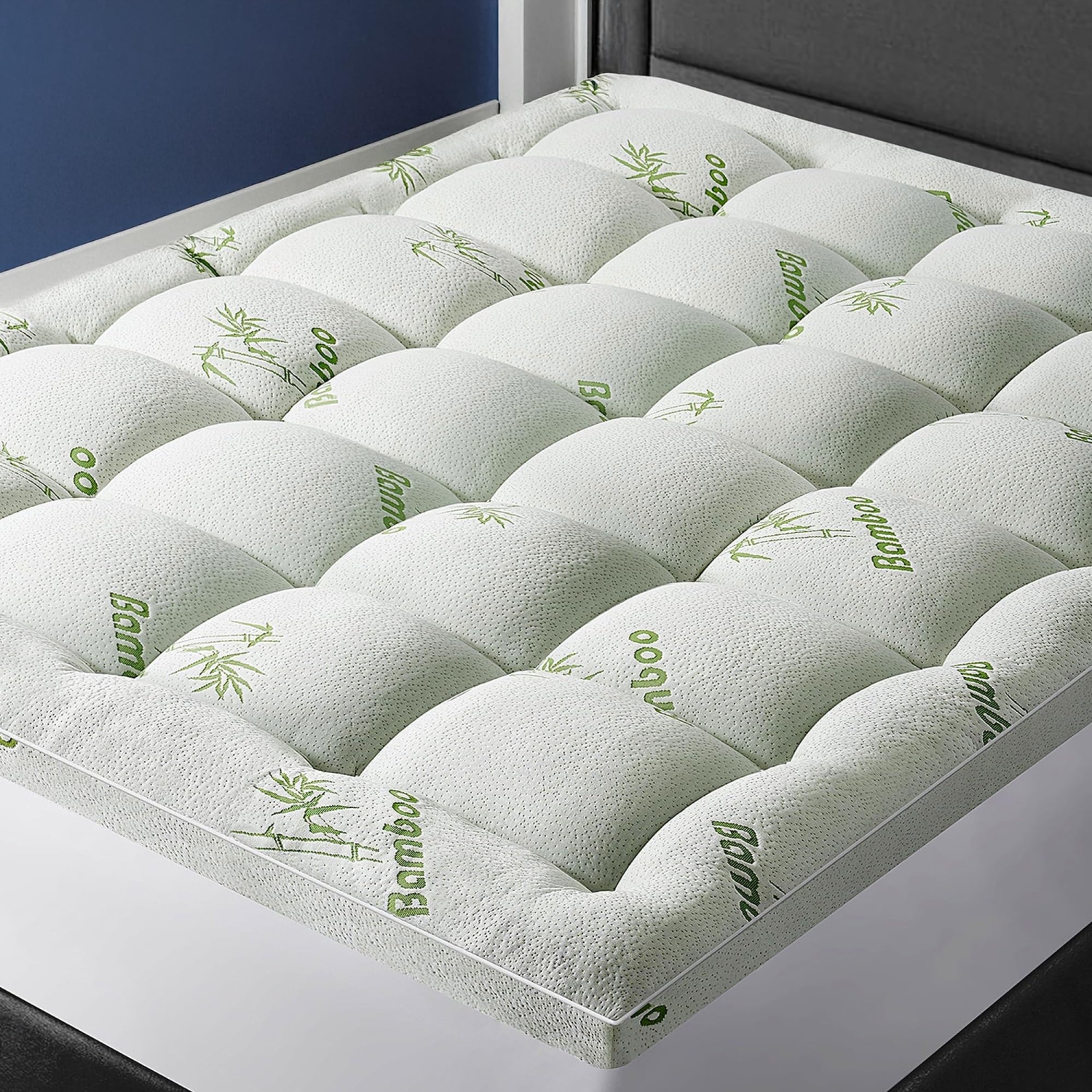 Surmatelas en lin canadien, couvre-matelas matelassé très épais, bourre haut de gamme 400&nbsp;GSM, viscose de bambou douce, couvre-matelas