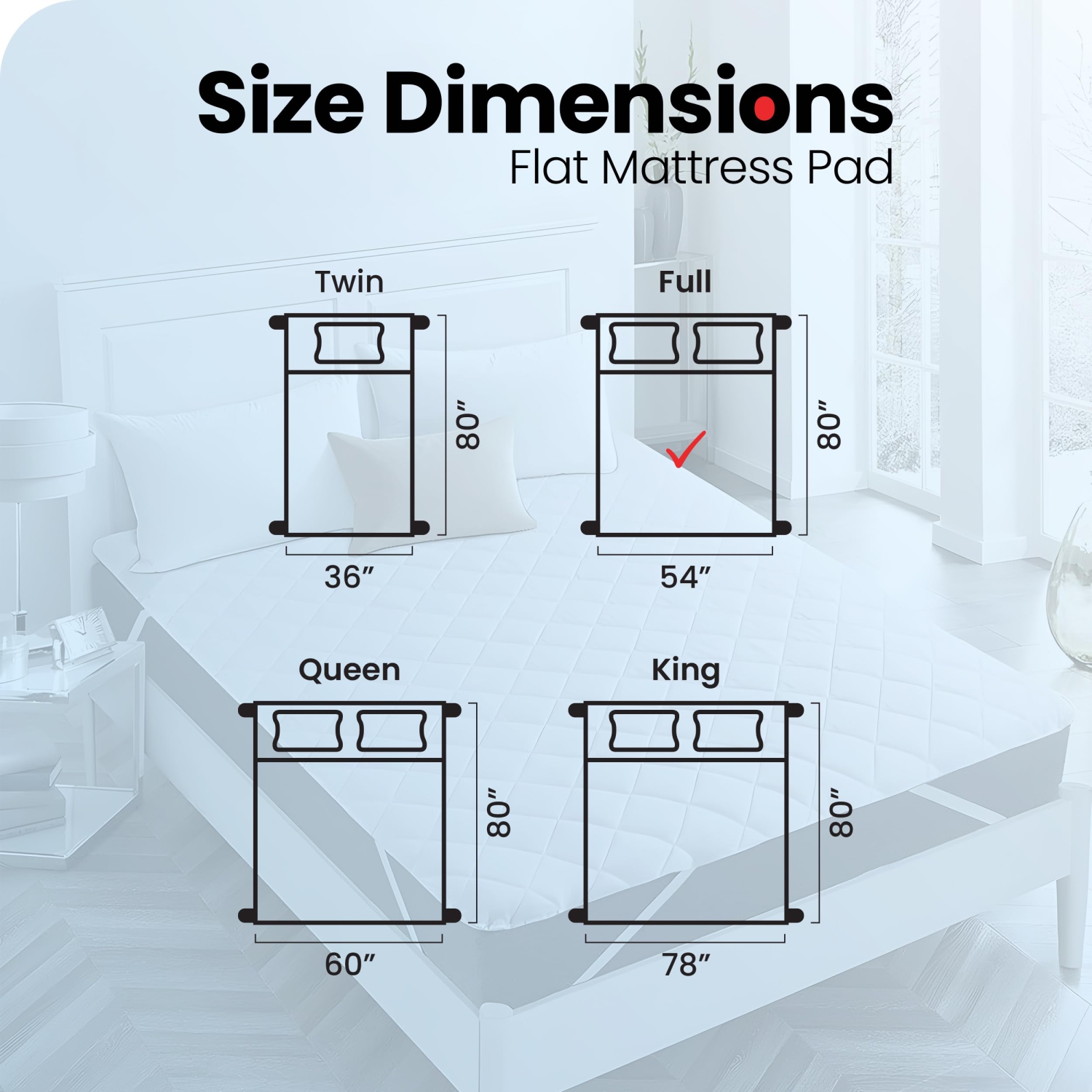 Canadian Linen Flat Mattress Pads with Anchor Bands, 54"x80"x14", Noiseless Soft Absorbent Quilted Non Slip Washable Protector Topper For Hotel, Full