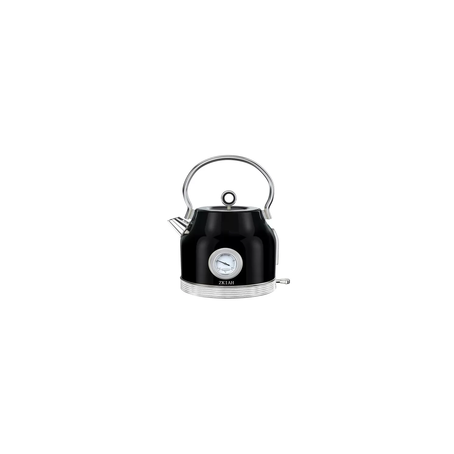 1.7L Retro Electric Kettle with Thermometer – Stainless Steel, Auto Shut-Off, Fast Boil