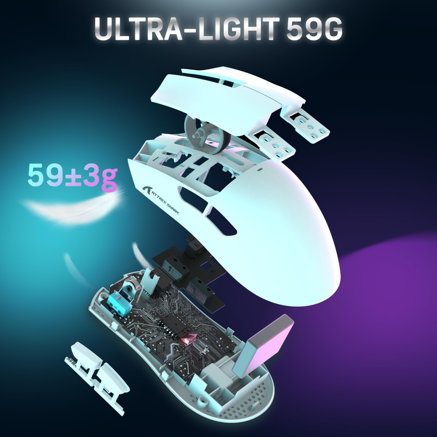 Attack Shark X11 59g Superlight Wireless Gaming Mouse with Magnetic RGB Charging Dock?BT/2.4G Wireless/Wired Mouse, 22000 DPI?5 Programmable Buttons