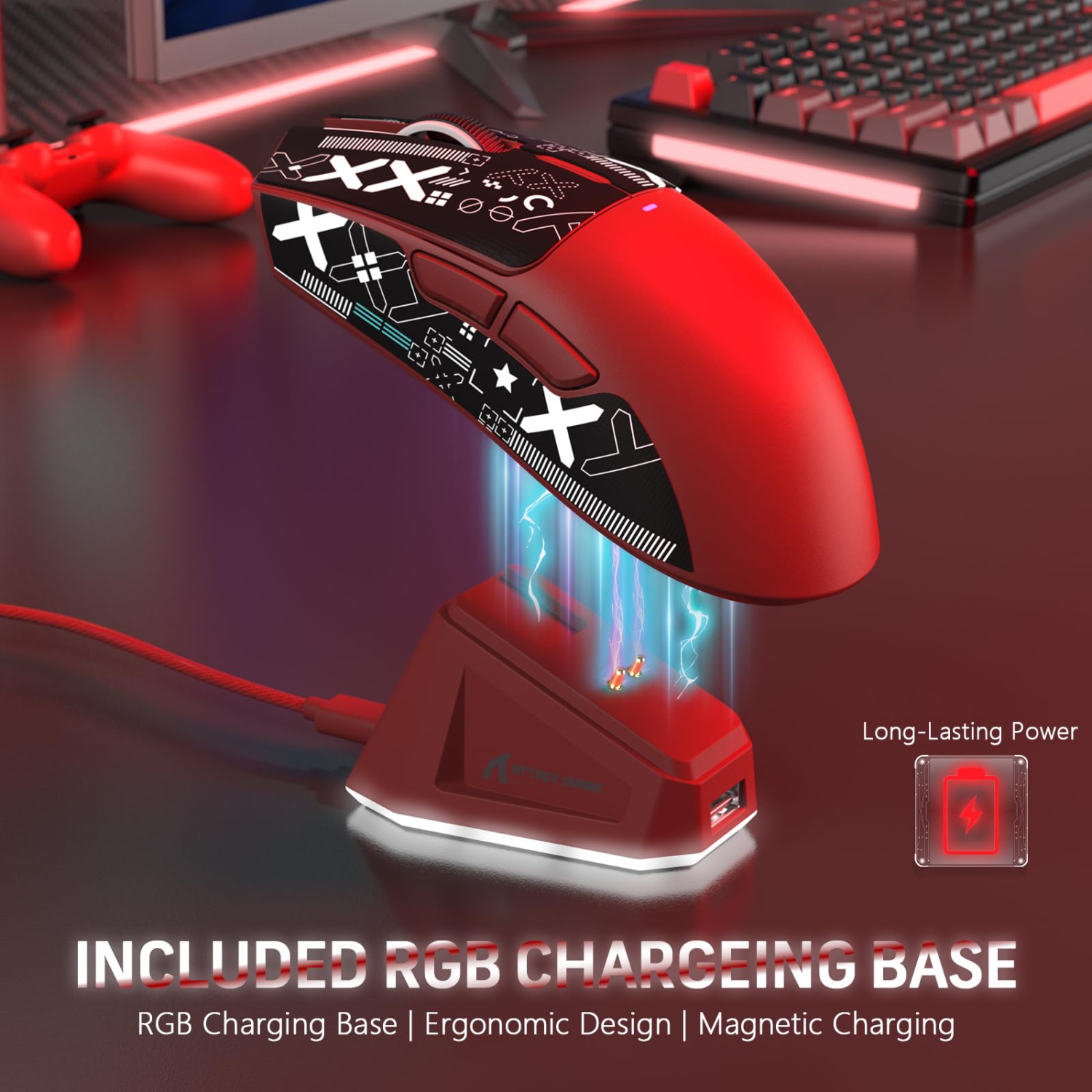 Attack Shark X11 59g Superlight Wireless Gaming Mouse with Grip Tape, RGB Charging Dock?BT/2.4G Wireless/Wired Pc Mouse, 22000 DPI,5 Programmable