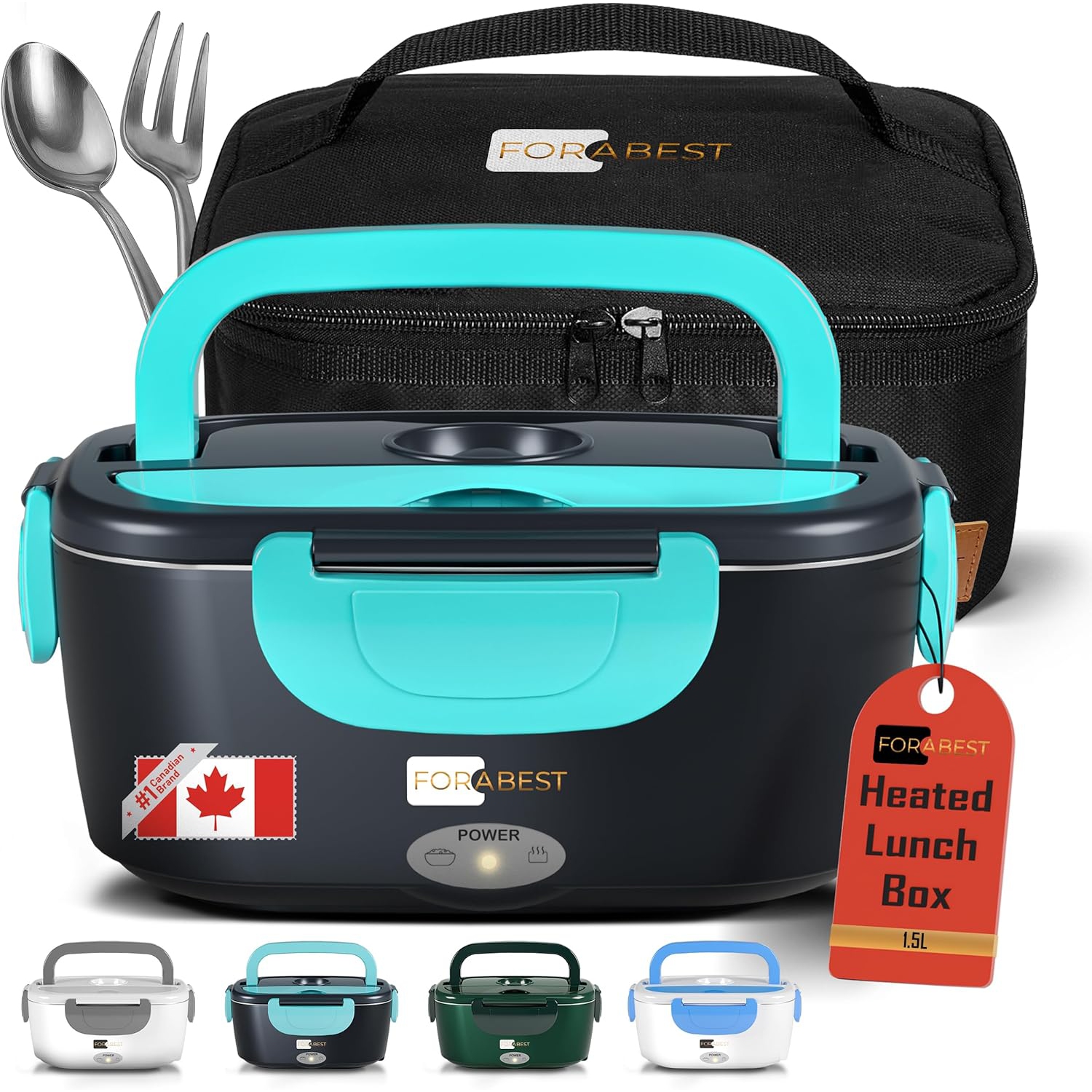 FORABEST Electric Lunch Box Food Heater - FORABEST 2-In-1 Portable Food Warmer Lunch Box for Car & Home Leak proof, 2 Compartments, Removable 304
