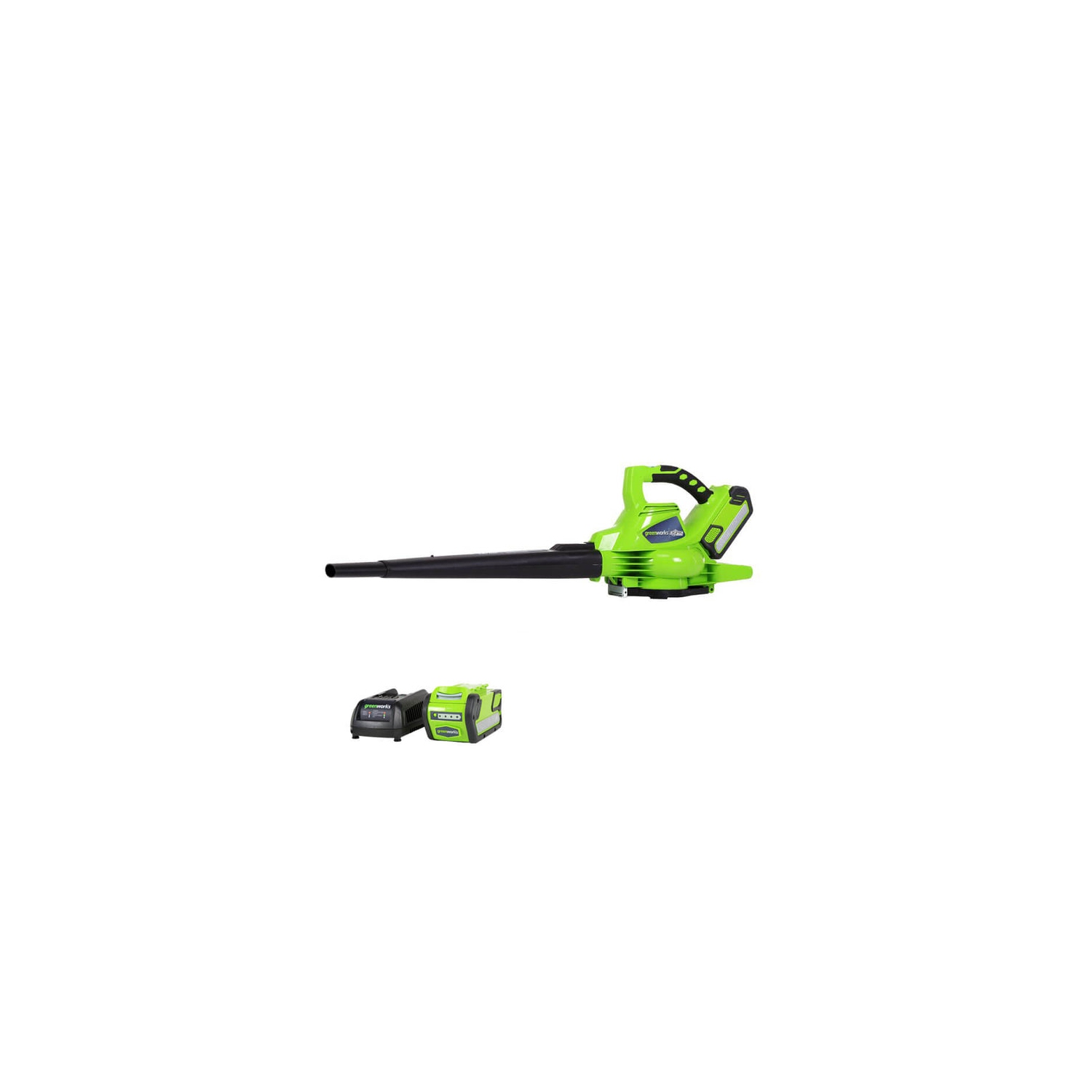 Greenworks 40V 185 MPH-340 CFM Brushless Leaf Blower / Vacuum, 4.0Ah Battery and Charger Included - 24222