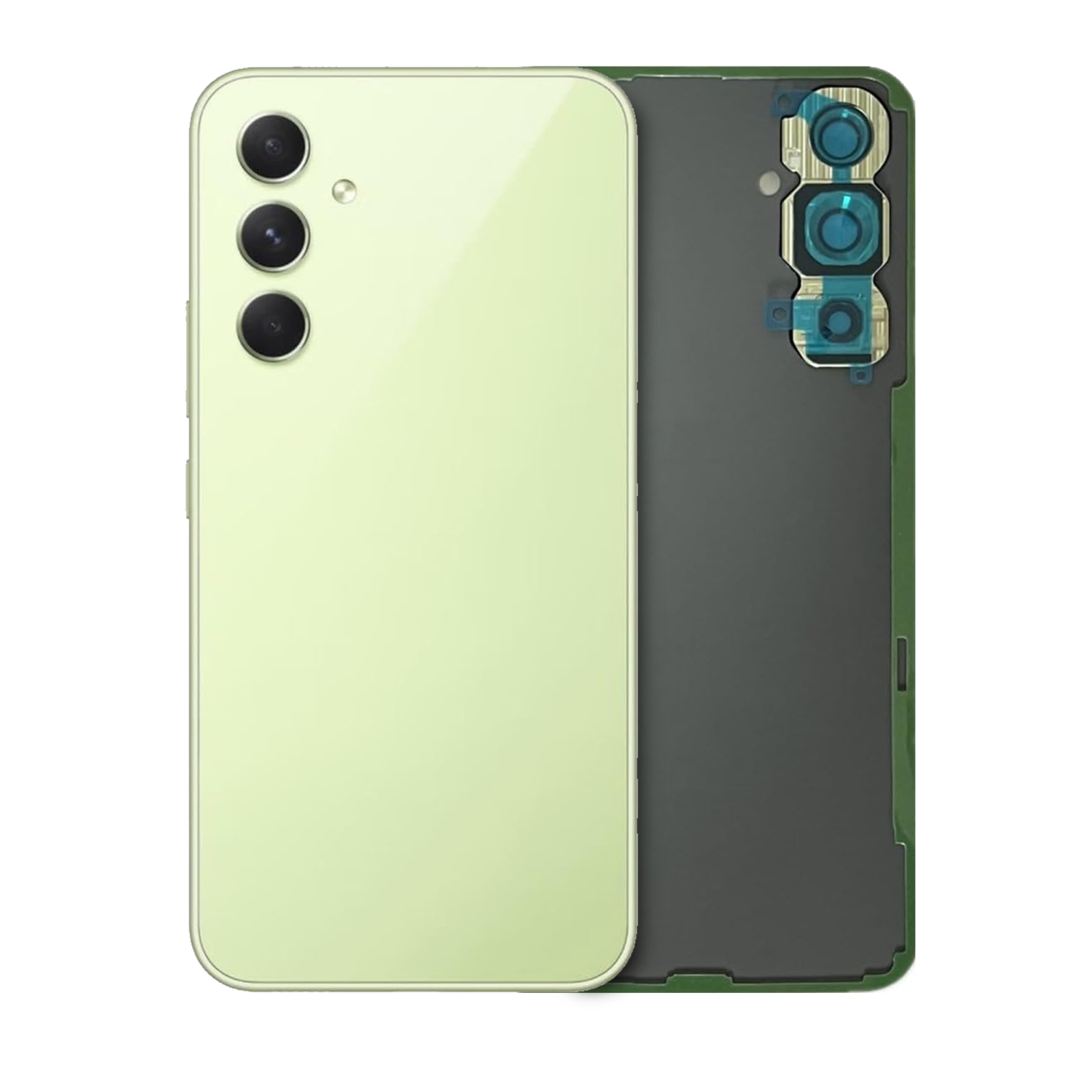 Couvercle arrière en verre de remplacement avec lentille de caméra compatible avec Samsung Galaxy A54 5G (Service Pack) (Lime)
