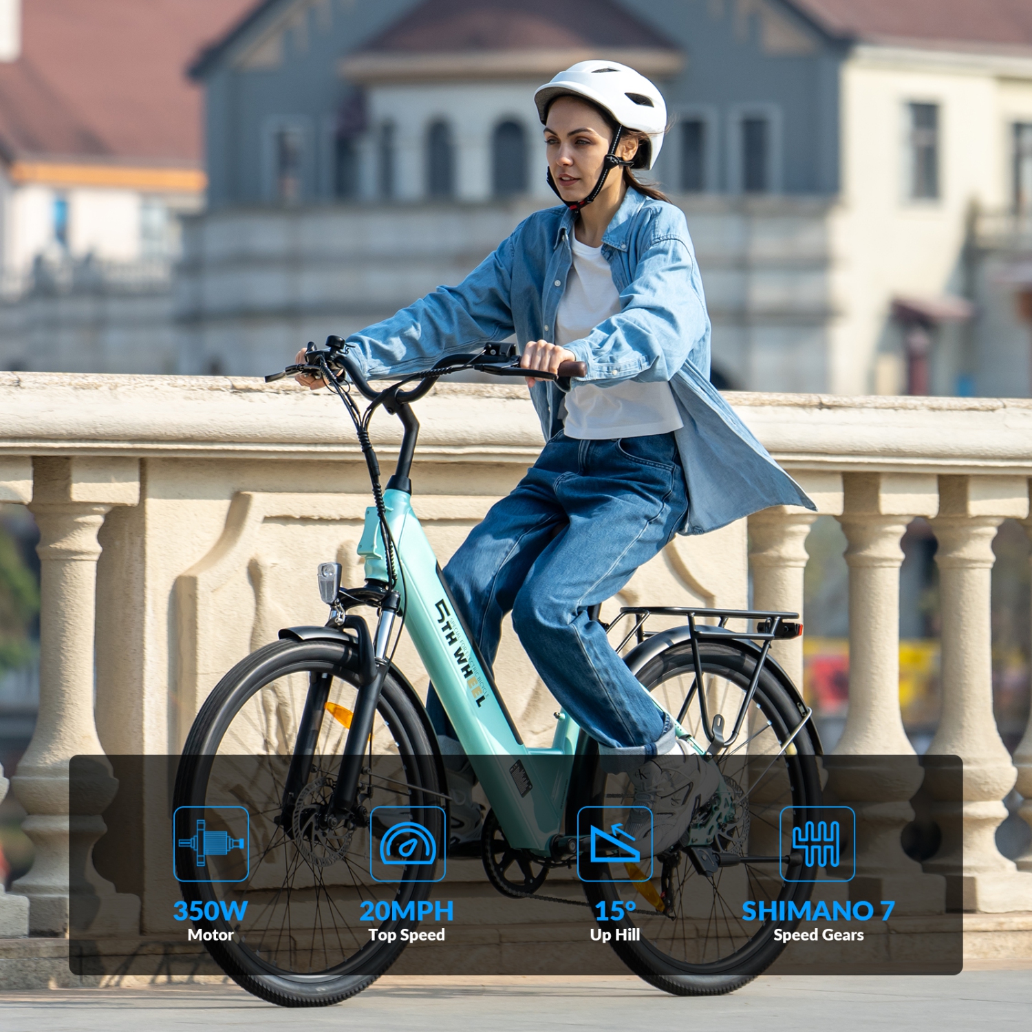 5TH WHEEL LB18 Electric Bicycle for Adults - 350W Motor, 26" Wheel, 36V 10.4Ah Removable Battery, 7-Speed Commuter E-Bike