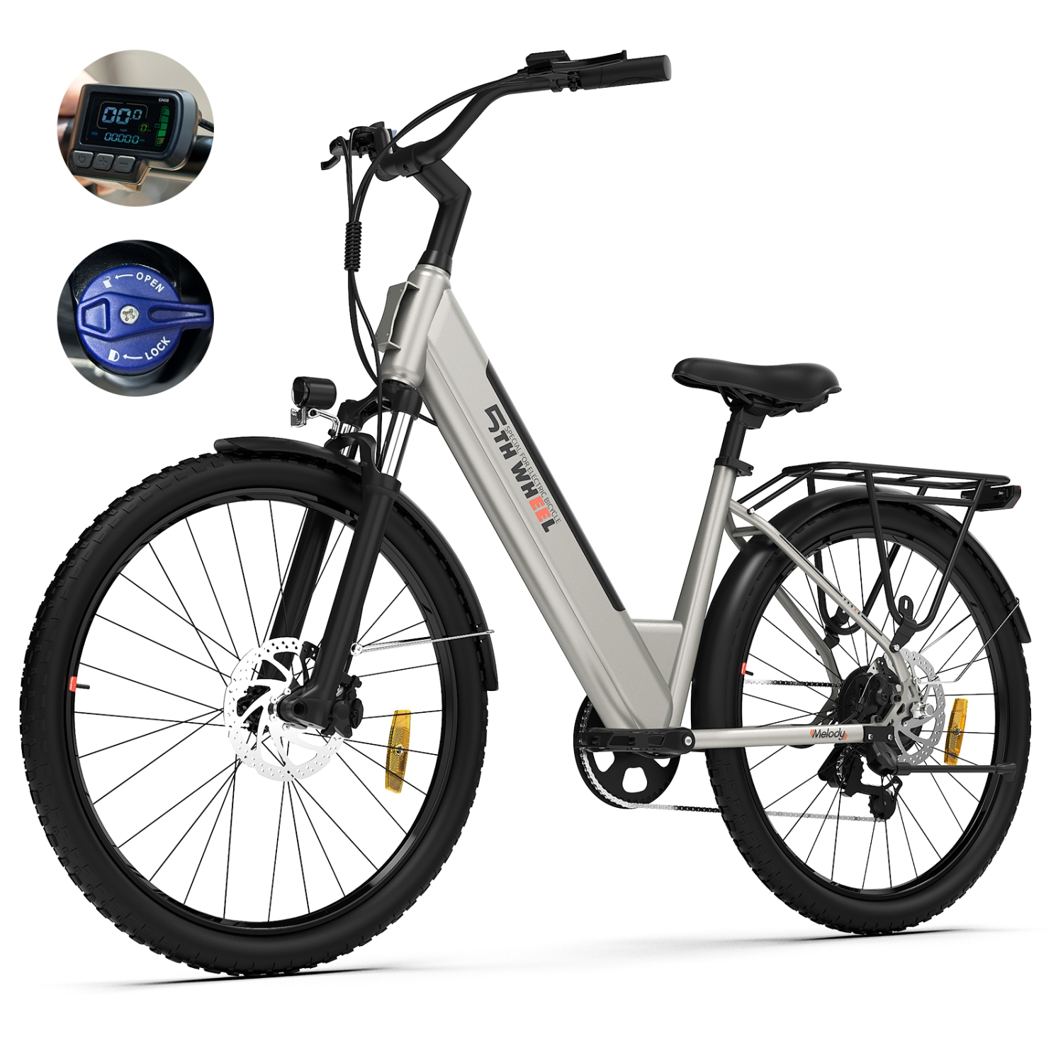 Vélo électrique de trajet pour adultes, vélo électrique de 26&nbsp;po à 7 vitesses avec moteur 350&nbsp;W et batterie amovible 36&nbsp;V, vélo