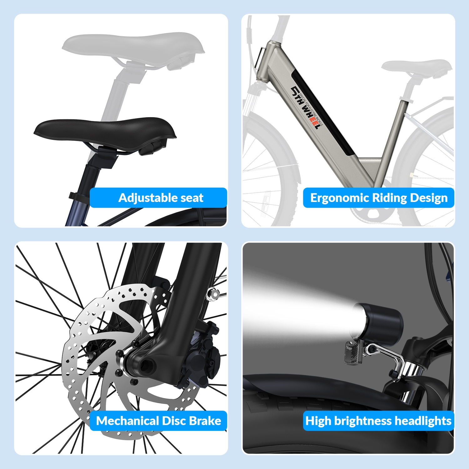 Vélo électrique de trajet pour adultes, vélo électrique de 26&nbsp;po à 7 vitesses avec moteur 350&nbsp;W et batterie amovible 36&nbsp;V, vélo