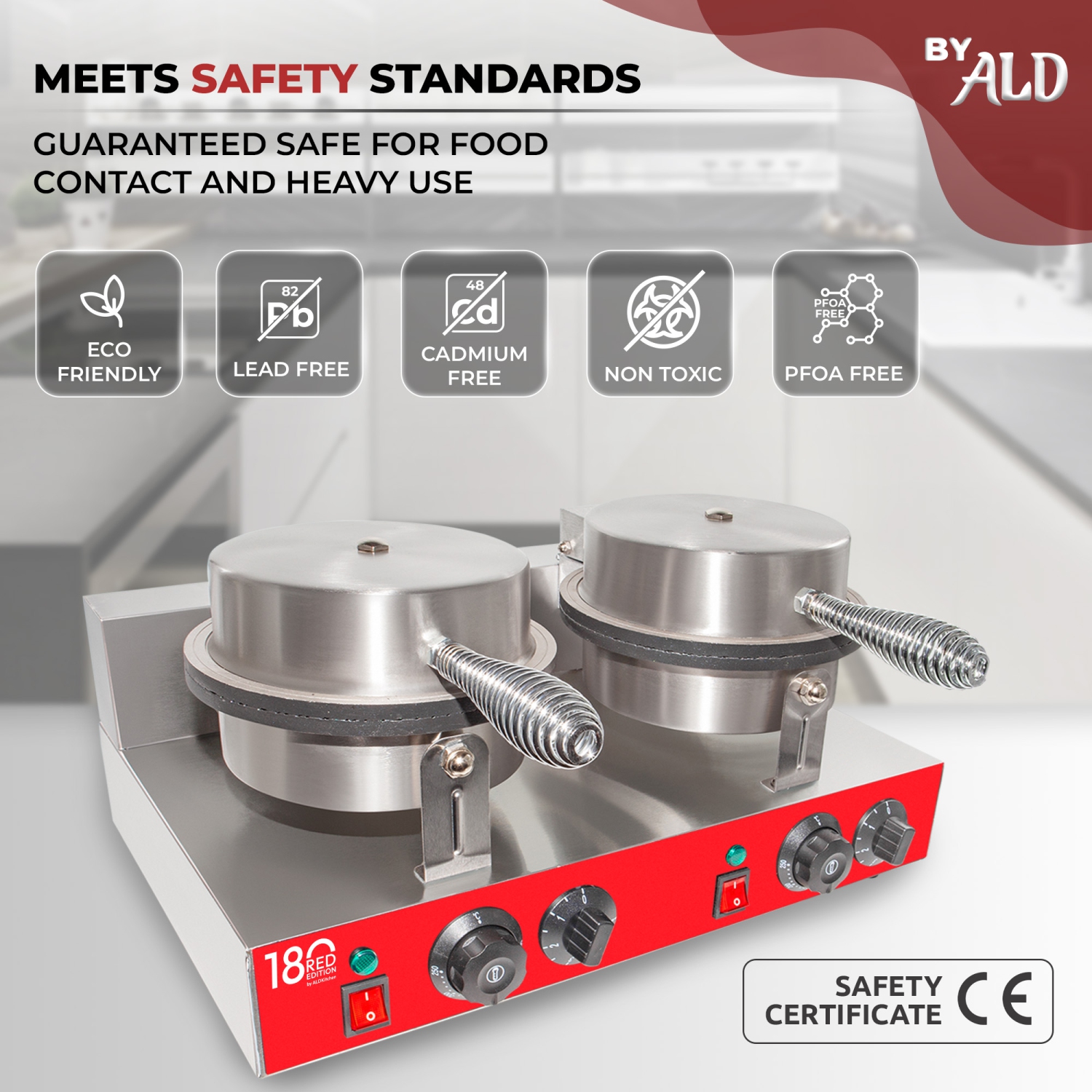 AR-HCB2 Waffle Cone Maker | Commercial Double Waffle Cone Iron | Stainless Steel | Nonstick | 110V