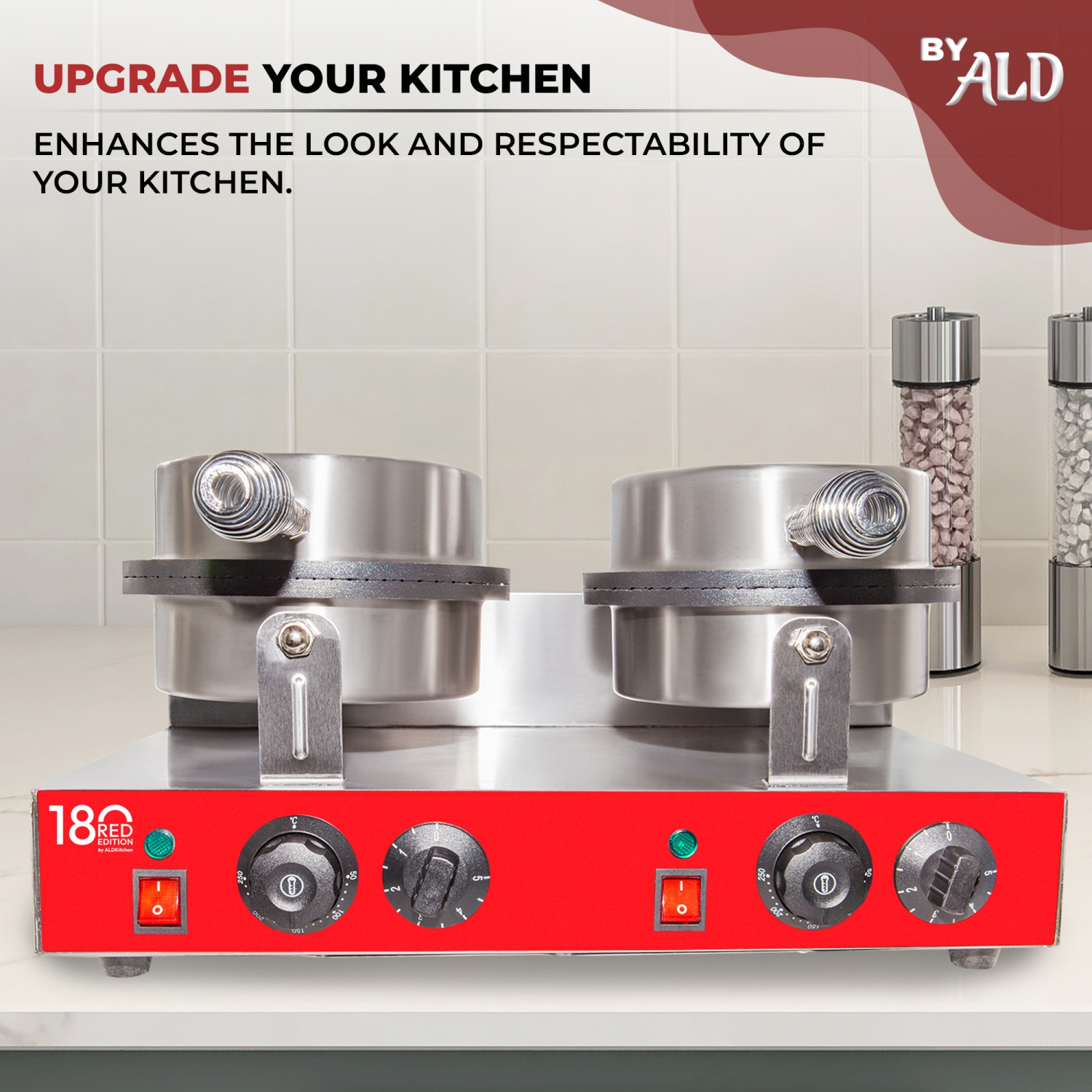 AR-HCB2 Waffle Cone Maker | Commercial Double Waffle Cone Iron | Stainless Steel | Nonstick | 110V