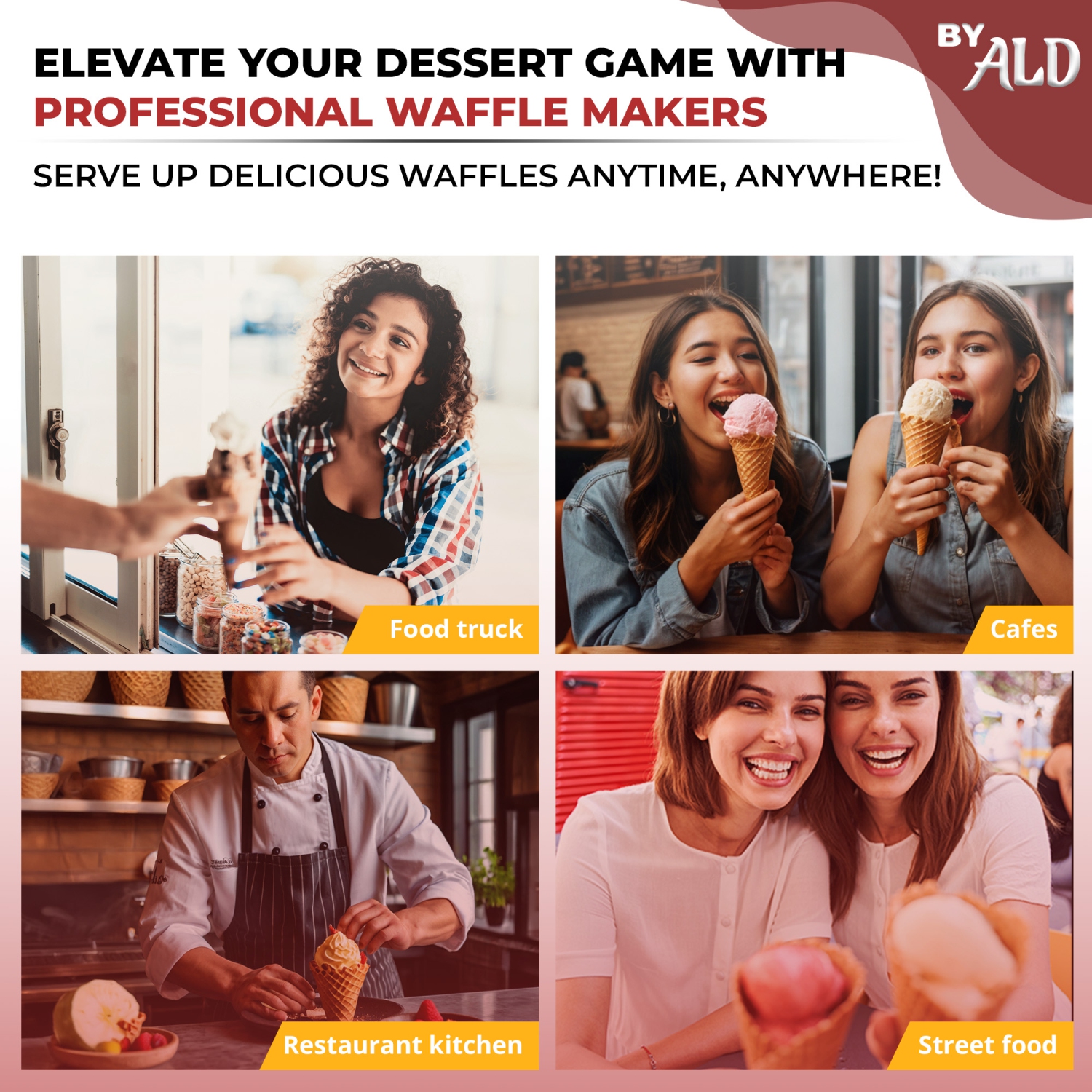 AR-HCB2 Waffle Cone Maker | Commercial Double Waffle Cone Iron | Stainless Steel | Nonstick | 110V