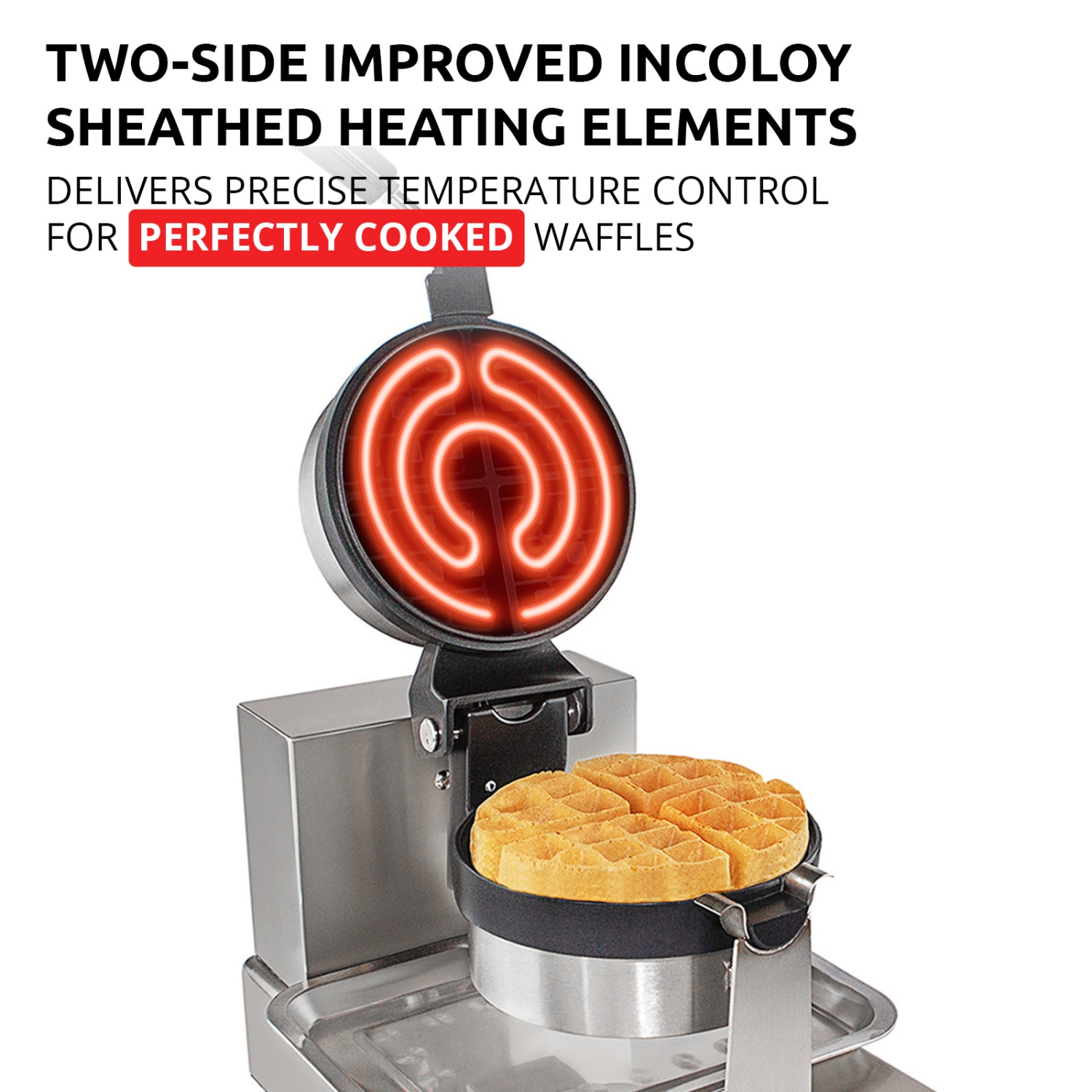 AP-595 Belgian Waffle Maker Thick | Waffle Iron with 360° Rotating Mechanism | Round-Shaped Waffles | 110V