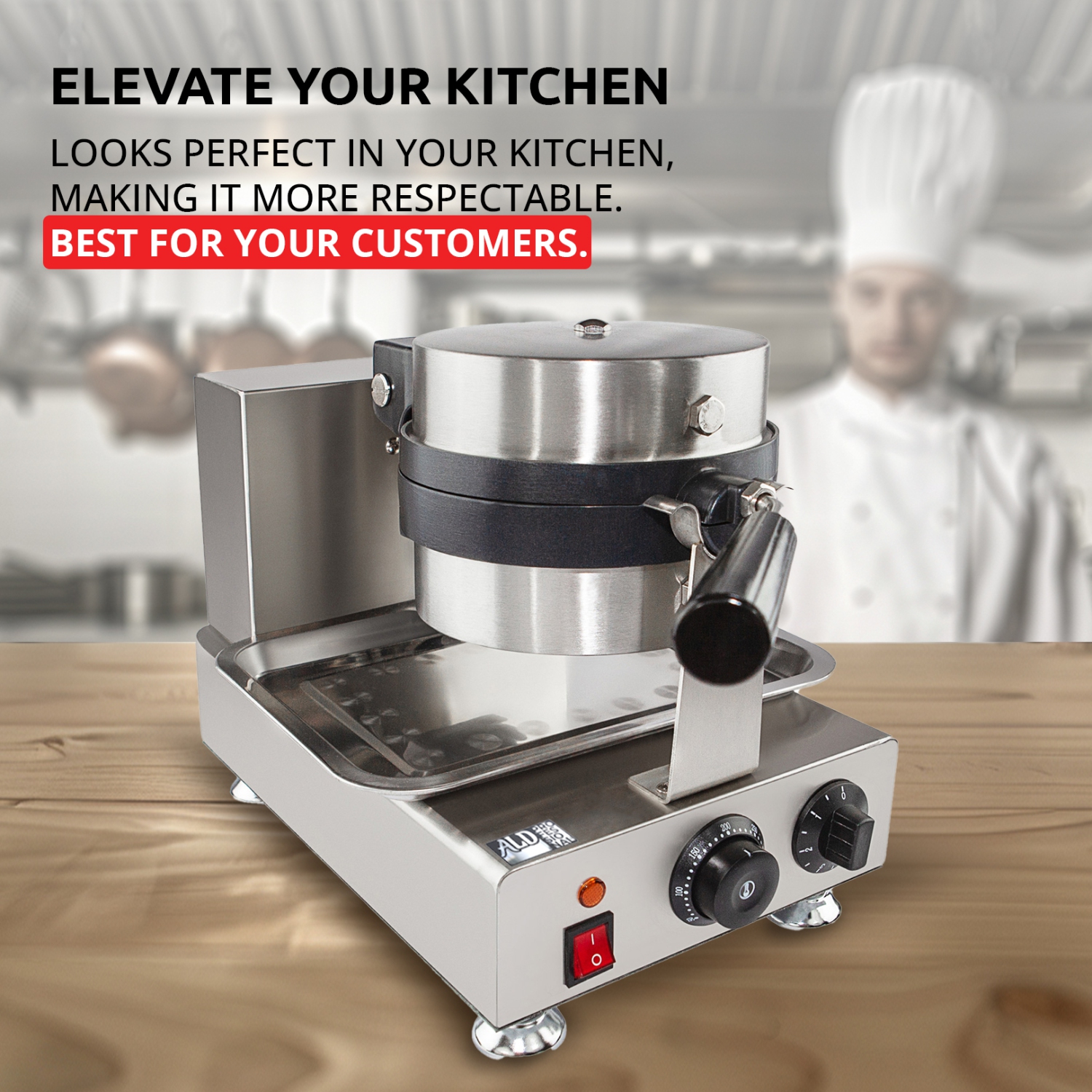 AP-595 Belgian Waffle Maker Thick | Waffle Iron with 360° Rotating Mechanism | Round-Shaped Waffles | 110V