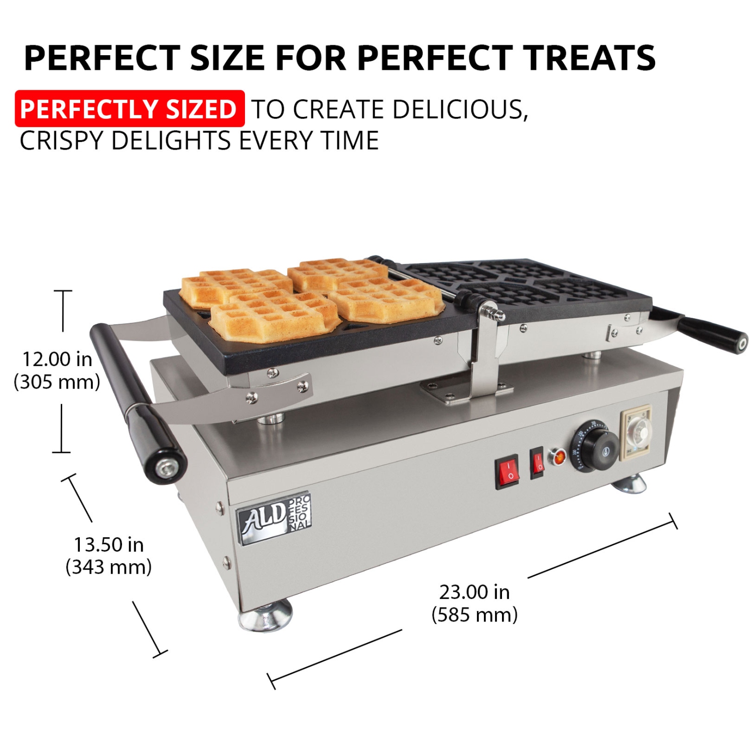 AP-454 Belgian Waffle Maker Thick | Belgian Waffle Iron | Swing Type | 4 Pcs | Professional Use | Nonstick | 110V