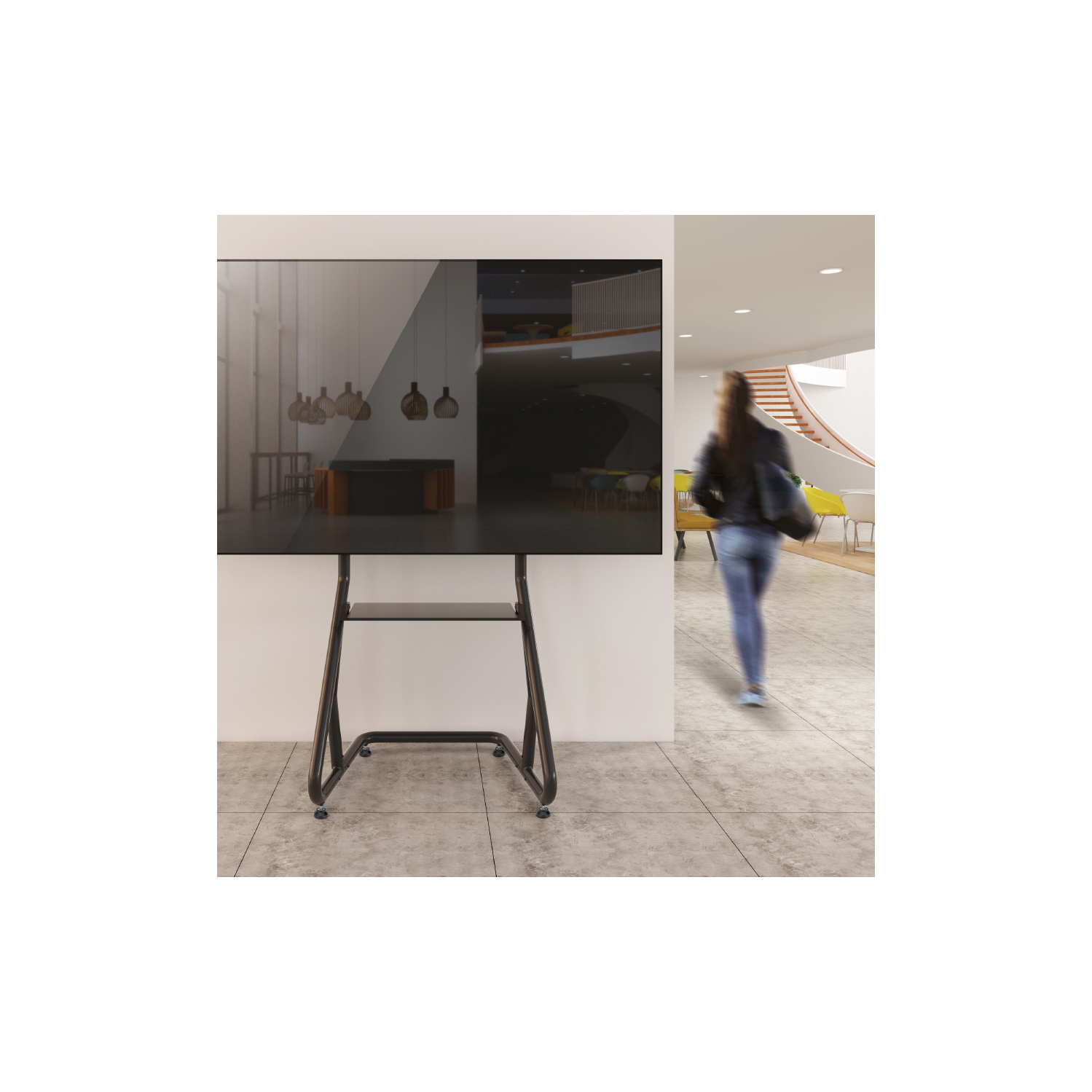 Amer Mounts TV Stand Display Cart with Wheels Designed for 60-105" Flat, LCD Screens 1000x600mm VESA Max Weight Support 100kg/220lbs - EZMC8