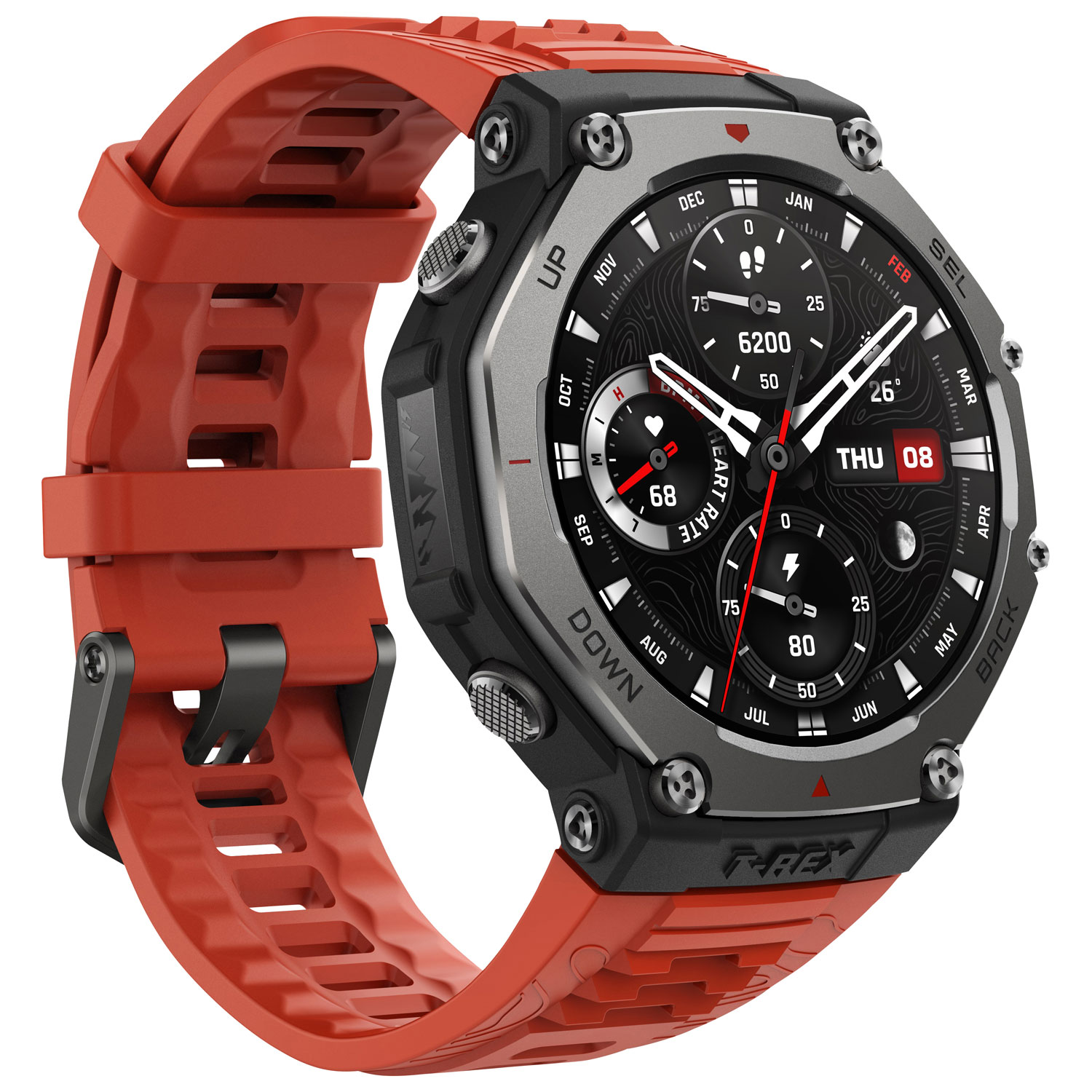 Montre intelligente T-Rex 3 de 38 mm d'Amazfit avec moniteur de fréquence cardiaque - Lave
