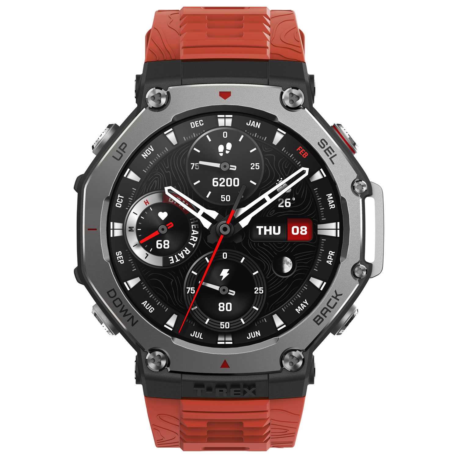Montre intelligente T-Rex 3 de 38 mm d'Amazfit avec moniteur de fréquence cardiaque - Lave