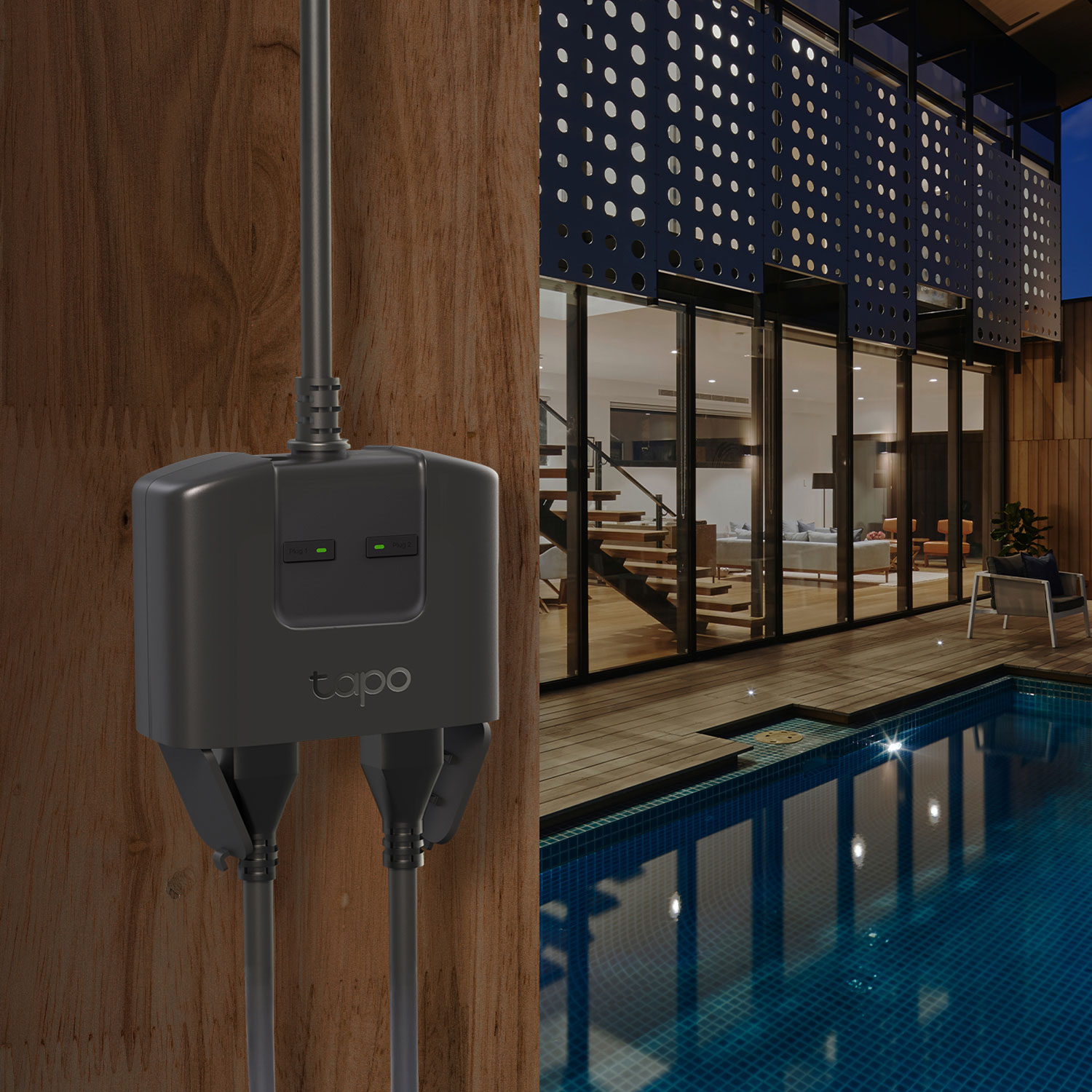 Prise intelligente Wi-Fi extérieure à 2 prises Tapo de TP-Link - Noir