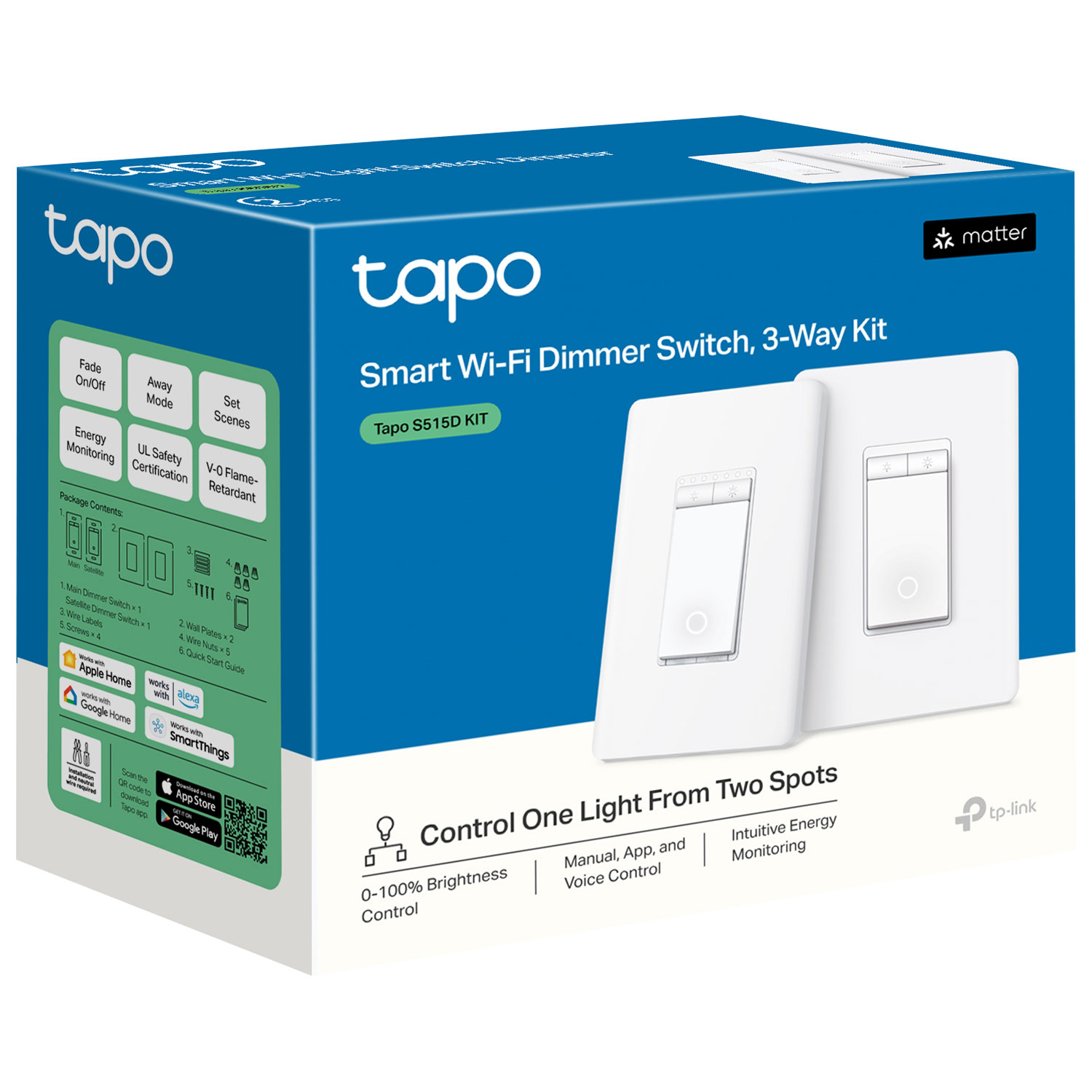 Gradateur intelligent Wi-Fi à 3 voies Tapo de TP-Link - Paquet de 2