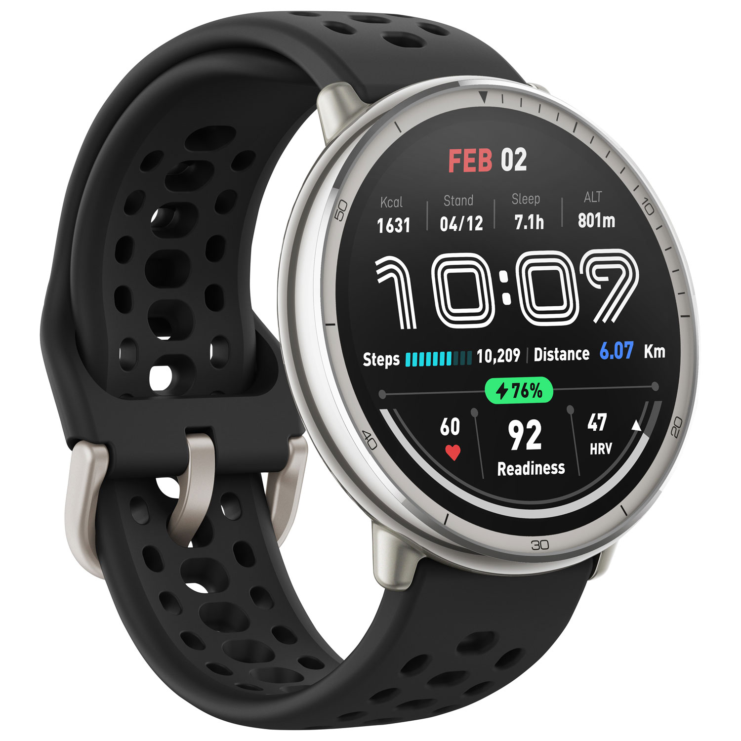 Montre intelligente Active 2 de 44 mm d'Amazfit avec moniteur de fréquence cardiaque - Noir