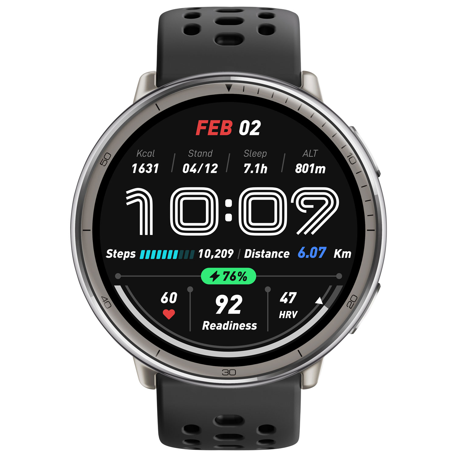 Montre intelligente Active 2 de 44 mm d'Amazfit avec moniteur de fréquence cardiaque - Noir