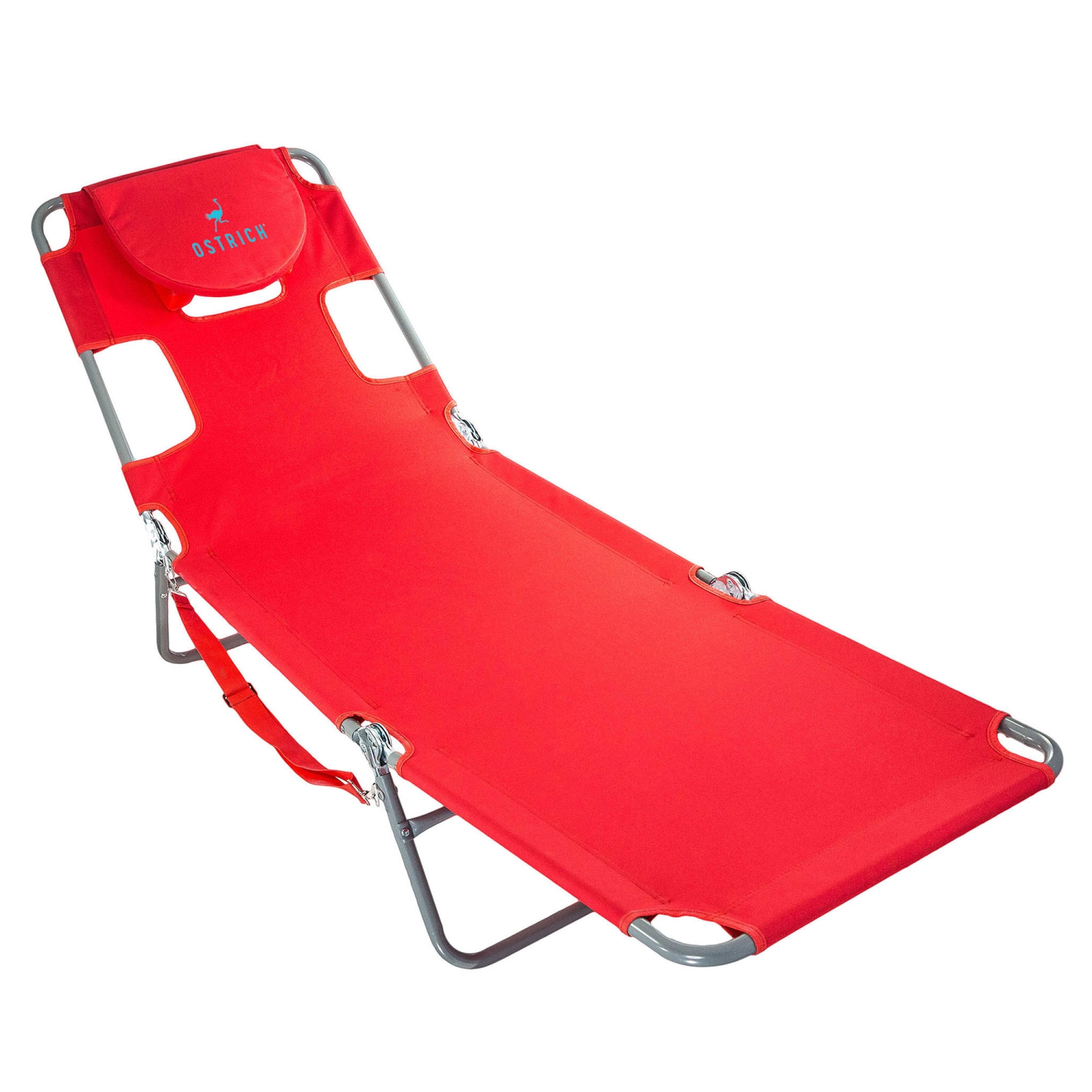 Chaise longue Ostrich, chaise de camping de plage portative face à face, rouge