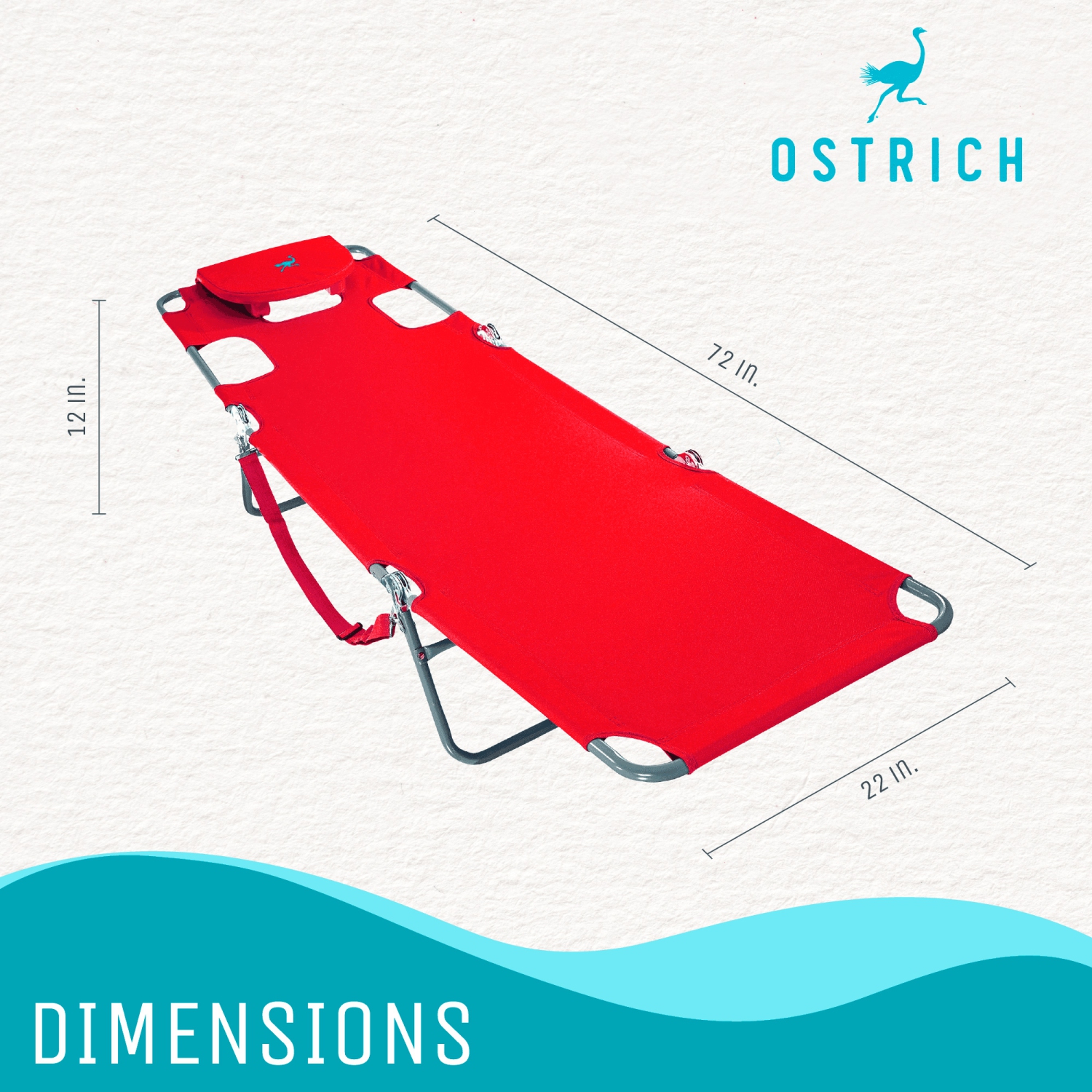 Chaise longue Ostrich, chaise de camping de plage portative face à face, rouge