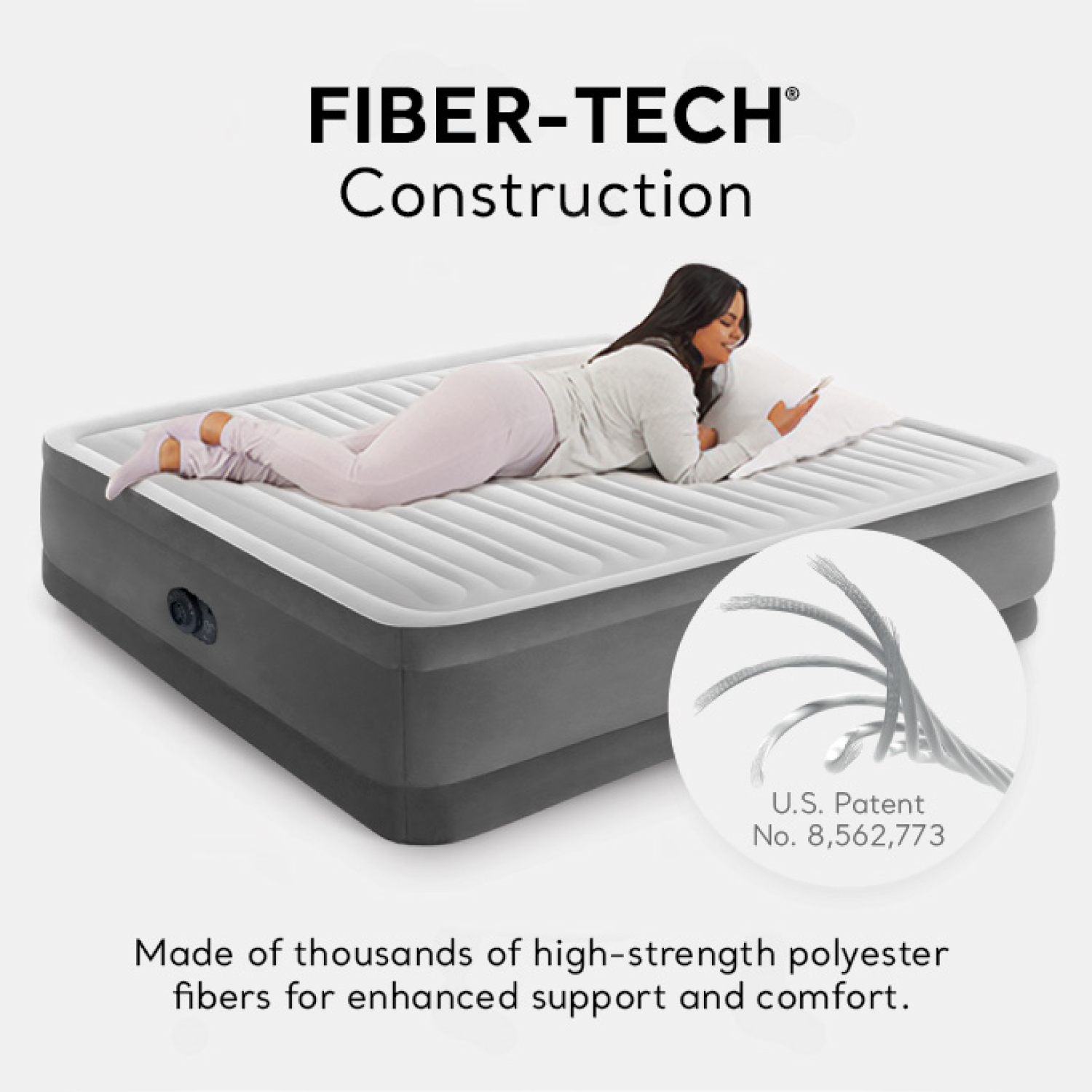 Intex 18" Inflatable Elevated Premium Comfort Airbed with Built-In Pump, King