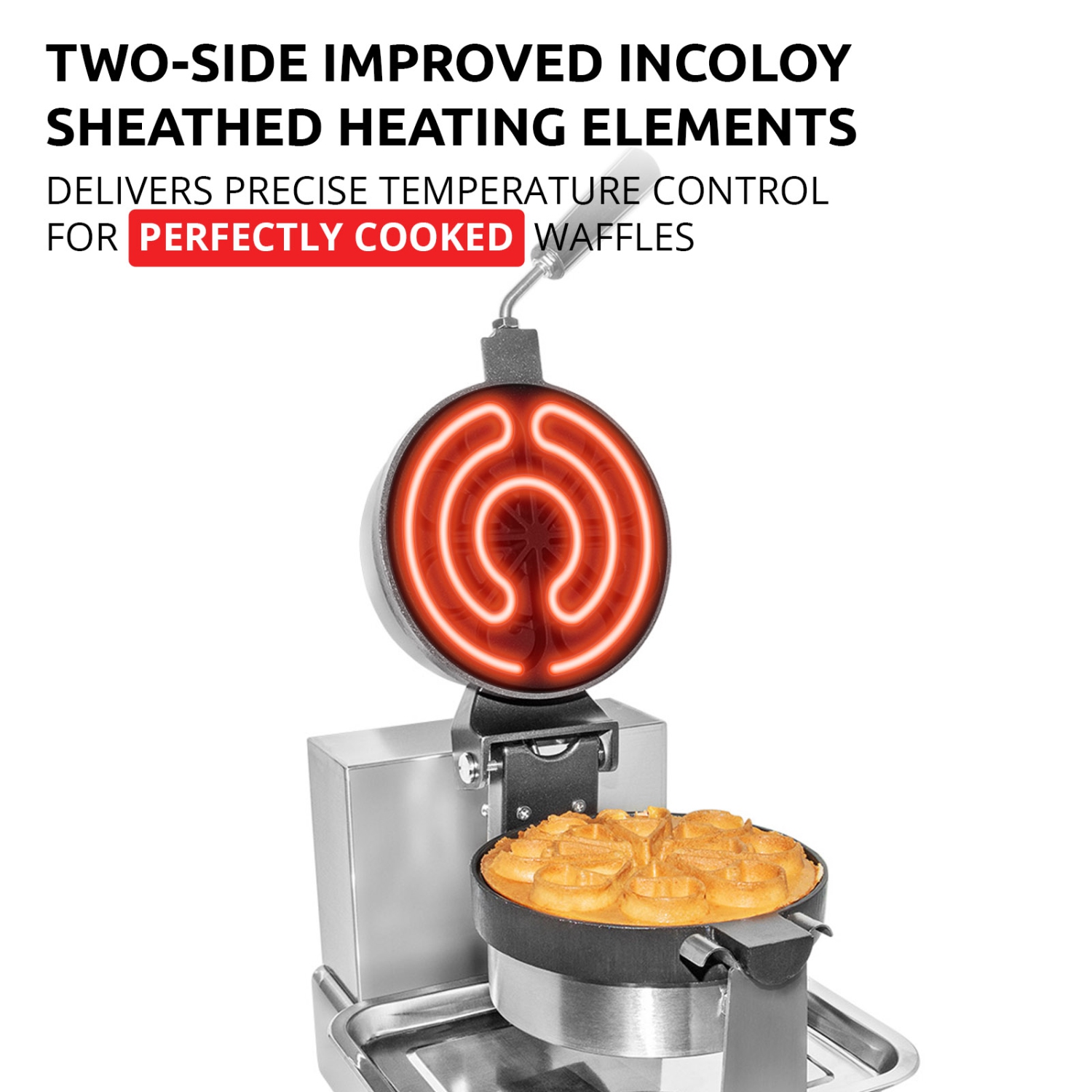 AP-593 Belgian Waffle Maker Thick | Rotating Waffle Machine | Flower Petals Shape Waffles | Belgian Waffle Iron | Stainless Steel | 110V