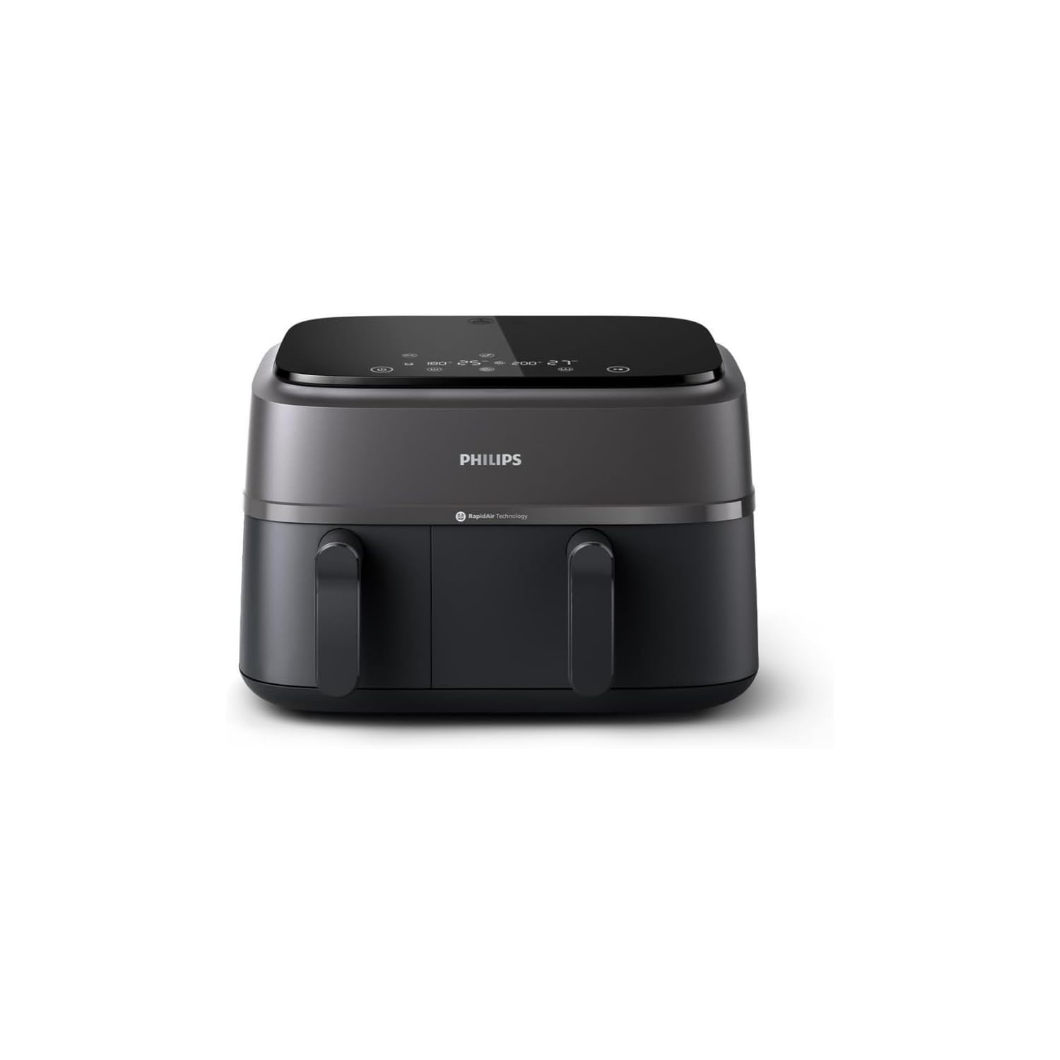 Philips Dual Basket Air Fryer 3000 Series - 9.5 Quarts, 8-in-1 Functions, Auto-Sync Cooking, Dishwasher Safe, Black