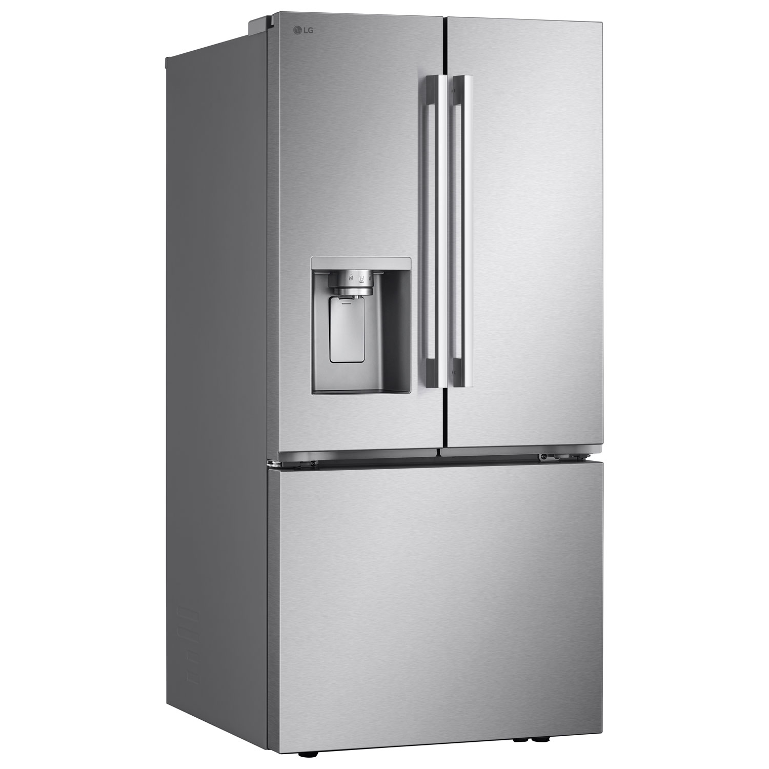 Réfrigérateur à deux portes 24,5 pi³ 33 po avec distributeur d'eau et de glaçons de LG - Inox