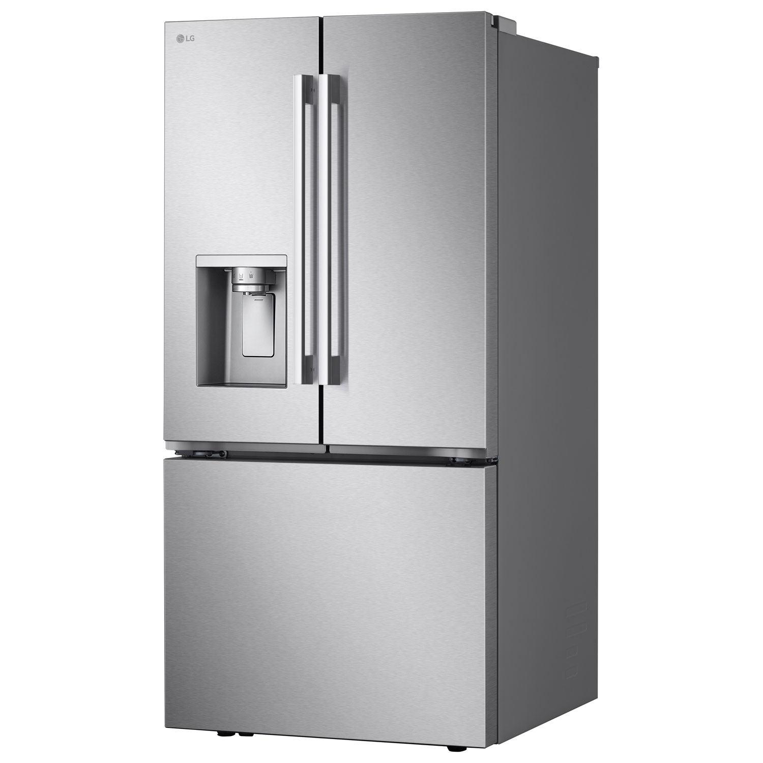 Réfrigérateur à deux portes 24,5 pi³ 33 po avec distributeur d'eau et de glaçons de LG - Inox