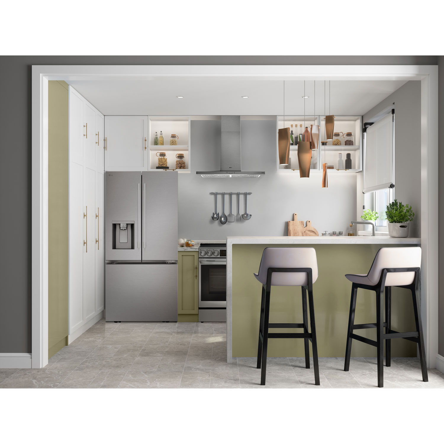 Réfrigérateur à deux portes 24,5 pi³ 33 po avec distributeur d'eau et de glaçons de LG - Inox