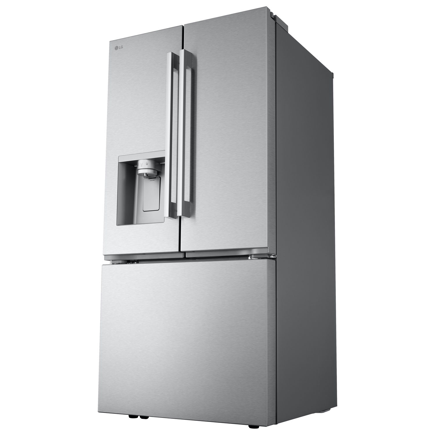 Réfrigérateur à deux portes 24,5 pi³ 33 po avec distributeur d'eau et de glaçons de LG - Inox