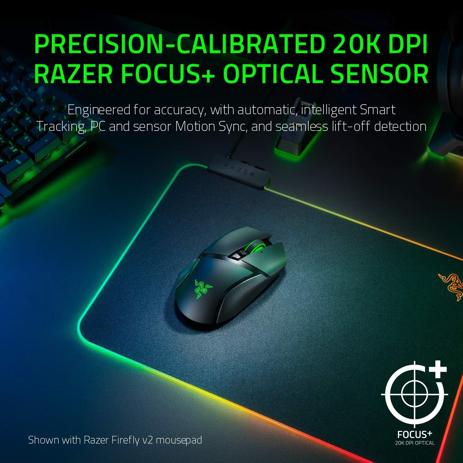 Remis à neuf - Clavier optique sans fil Basilisk Ultimate de Razer avec technologie HyperSpeed et station de chargement souris de jeu - Noir