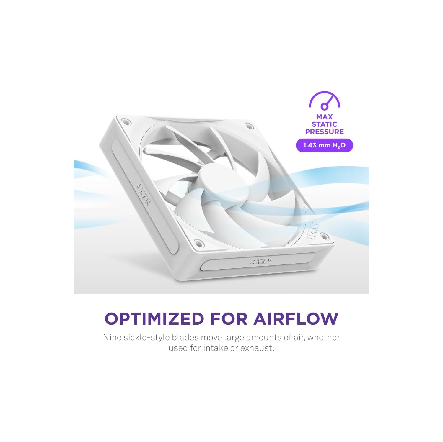 NZXT F120Q - Ventilateur de circulation d'air silencieux 120 mm - Simple - Blanc