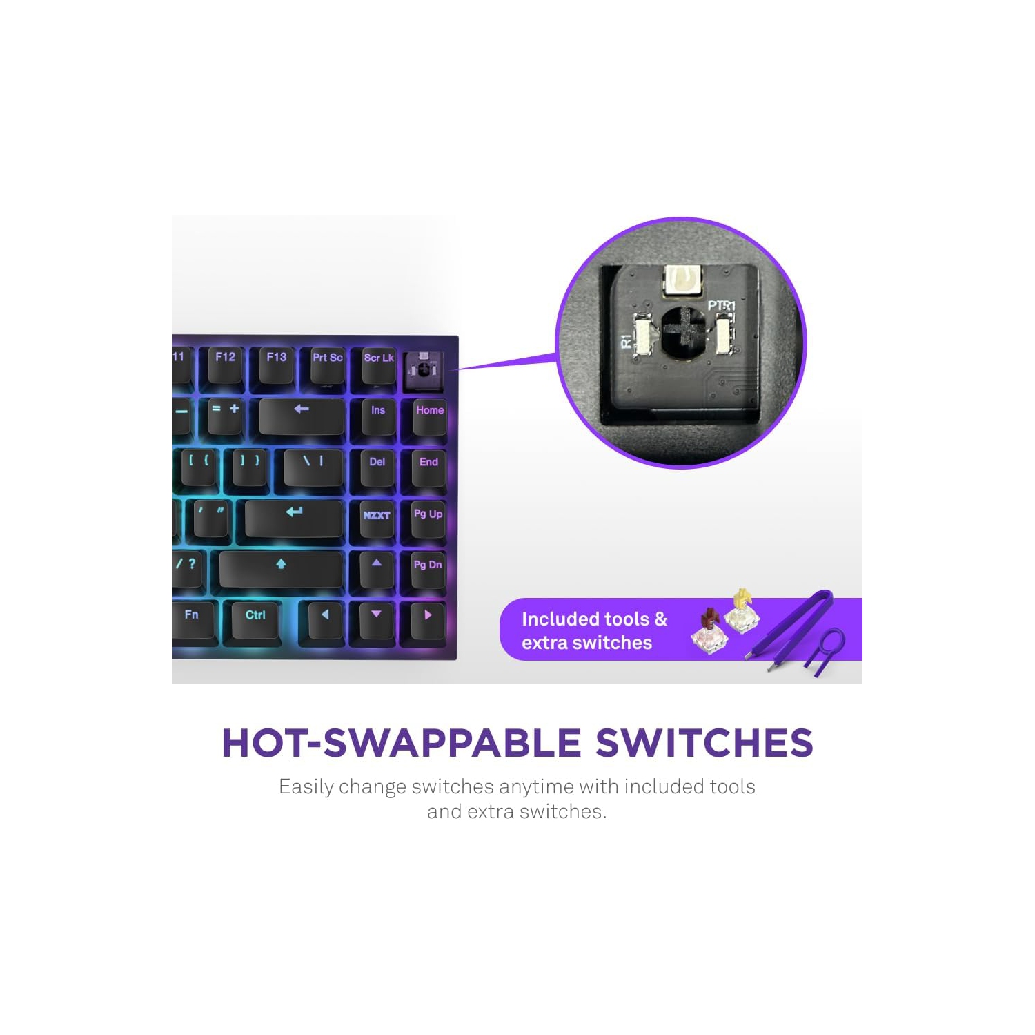 NZXT Function 2 MiniTKL - Wired Tenkeyless Optical Gaming Keyboard - 8K Polling Rate - Linear Optical Switches - Adjustable Actuation - RGB -