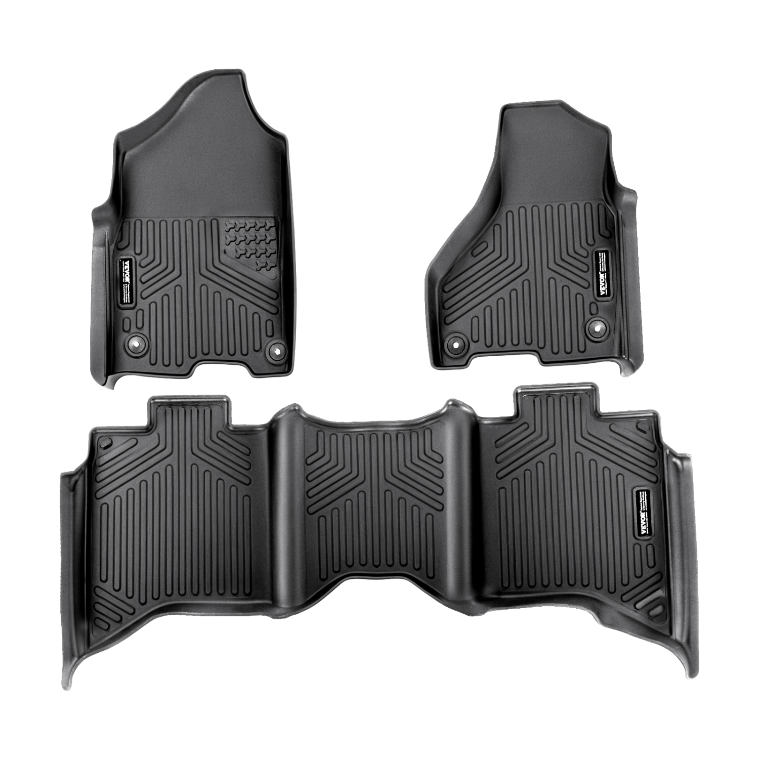 VEVOR Automotive Floor Mats, Fits Dodge Ram 1500/2500/3500, Crew Cab Only 1500 Classic 2013-2018/2019-2022, 3 pcs Front and 2nd Row Liners,TPE