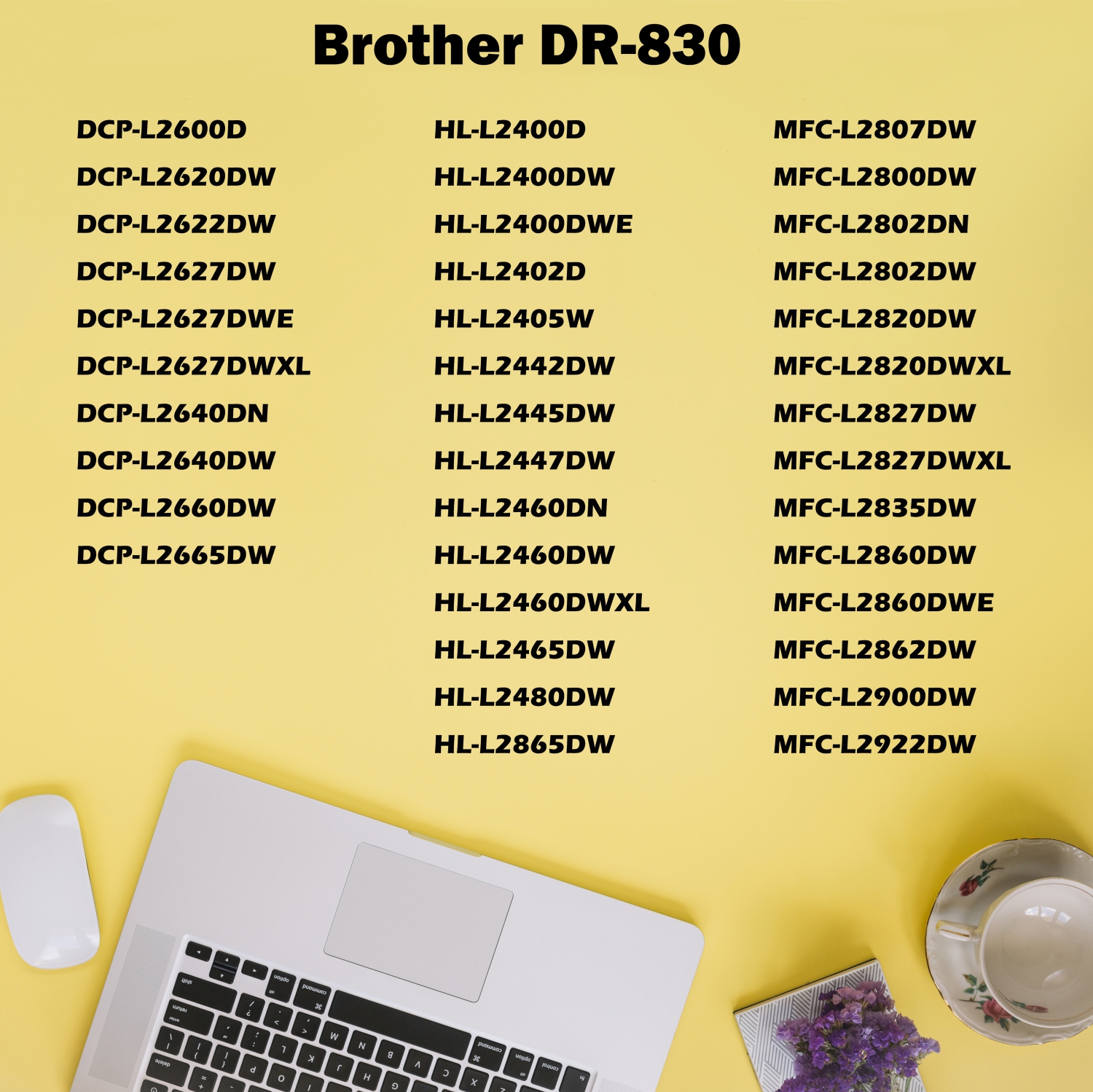 Ultra Toner® Compatible Replacement for Brother DR-830 Drum Unit DR830 830 Work with TN-830XL tn830 Toner Cartridge HL-L2405W HL-L2460DW DCP-L2640DW